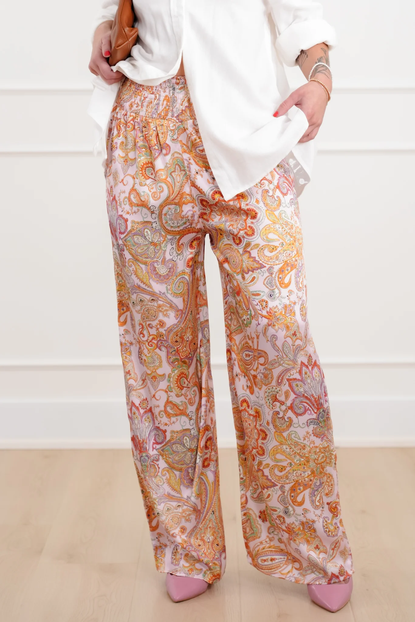 Paisley Print High Waist Wide Leg Pants - Image 6