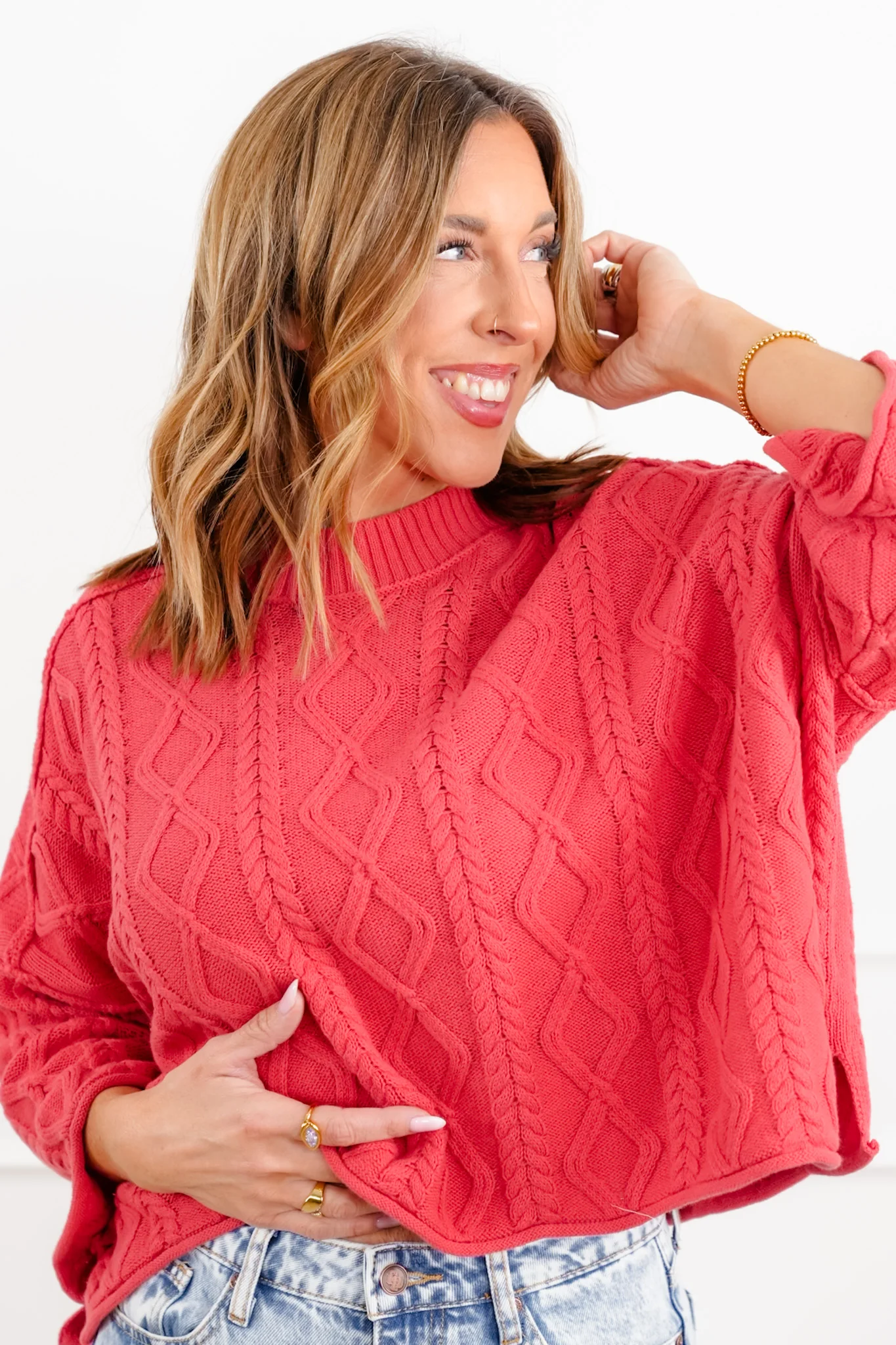 Pattern Knit Long Sleeve Pullover Sweater - Image 4