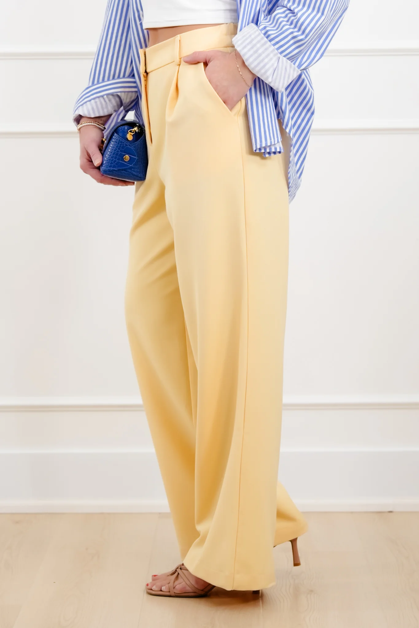 Pin Tucked Straight Leg Solid Knit Pants - Image 4