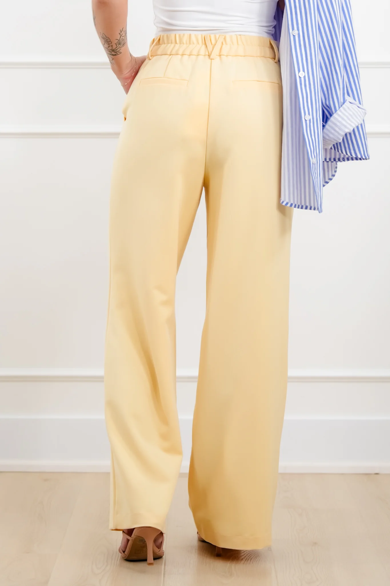 Pin Tucked Straight Leg Solid Knit Pants - Image 6