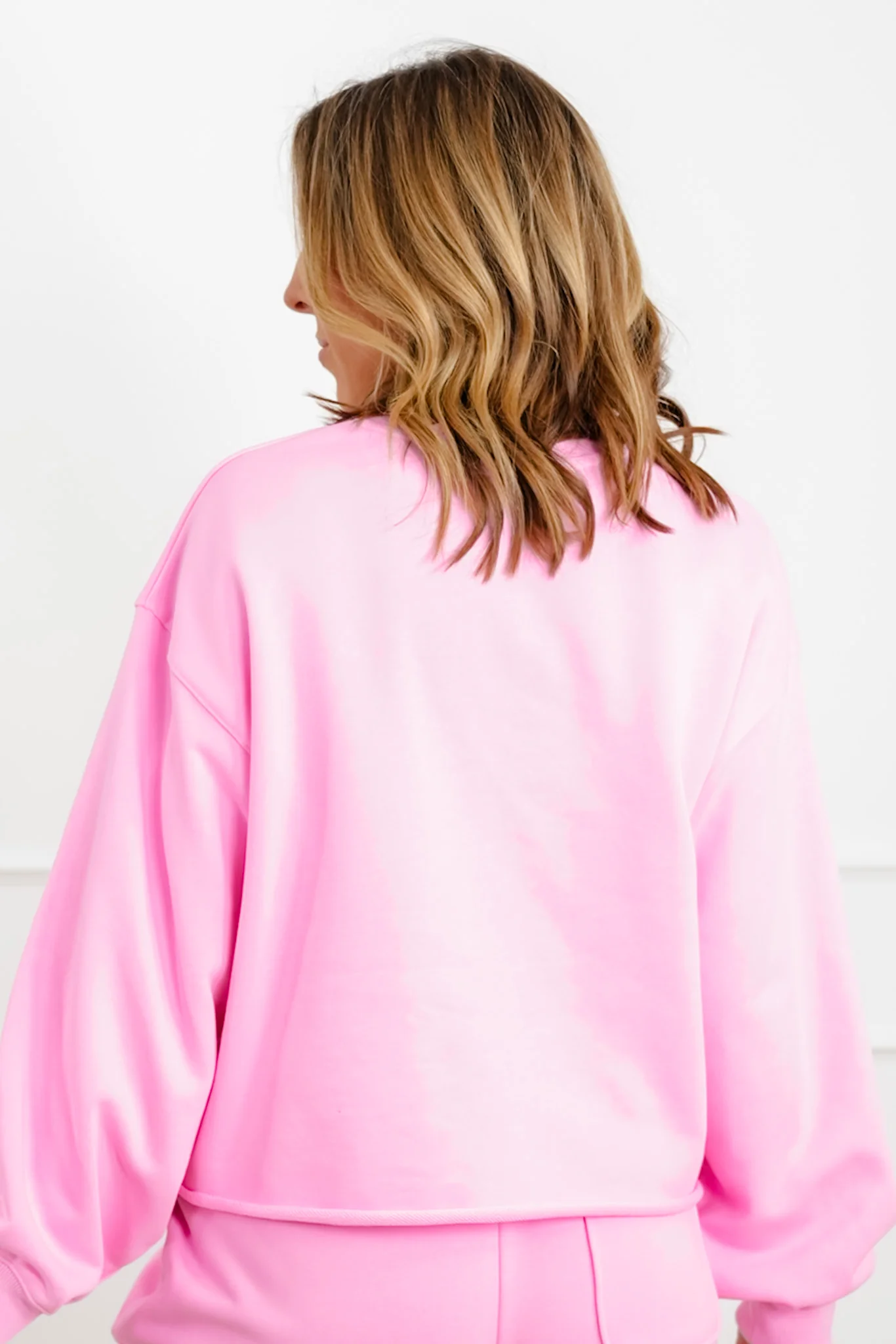 Pink Long Sleeve Heart Patch Pullover Sweatshirt - Image 5
