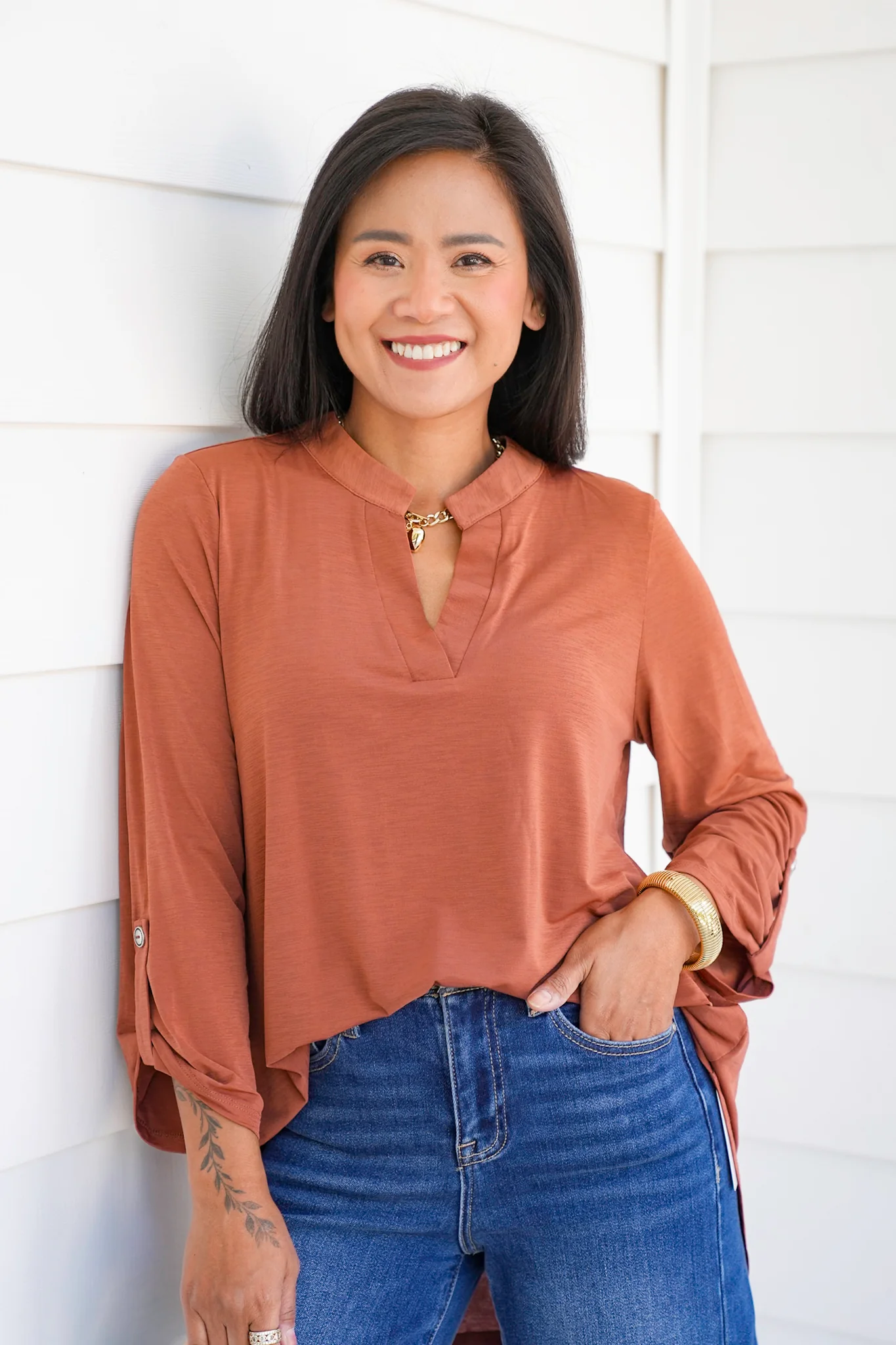 Door Buster! Plus/Reg 3/4 Sleeve Split Neck Tunic Top - Image 6