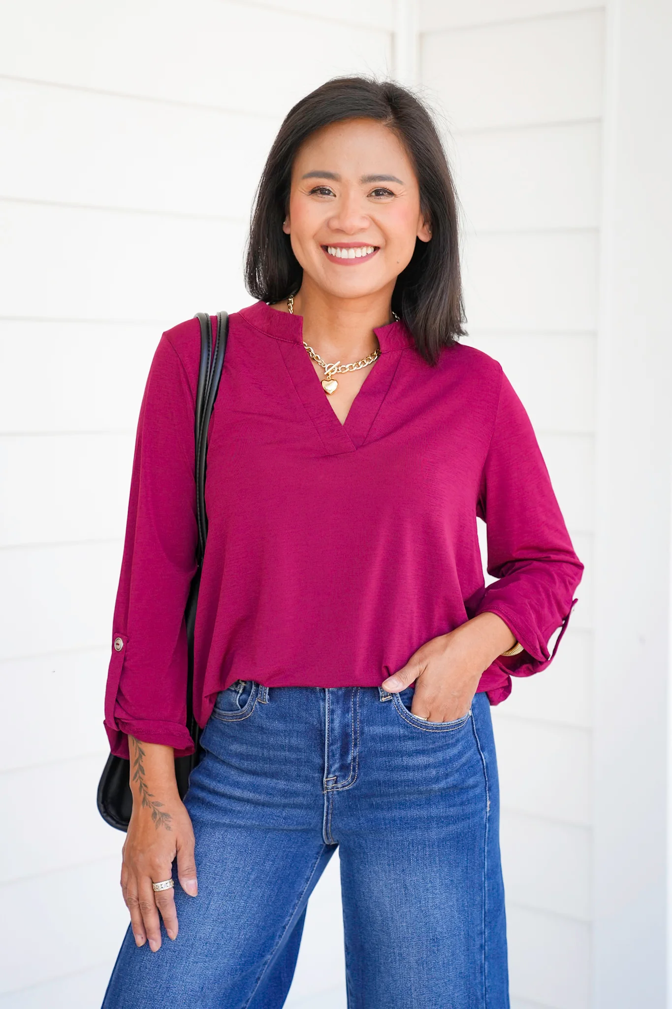 Door Buster! Plus/Reg 3/4 Sleeve Split Neck Tunic Top - Image 9