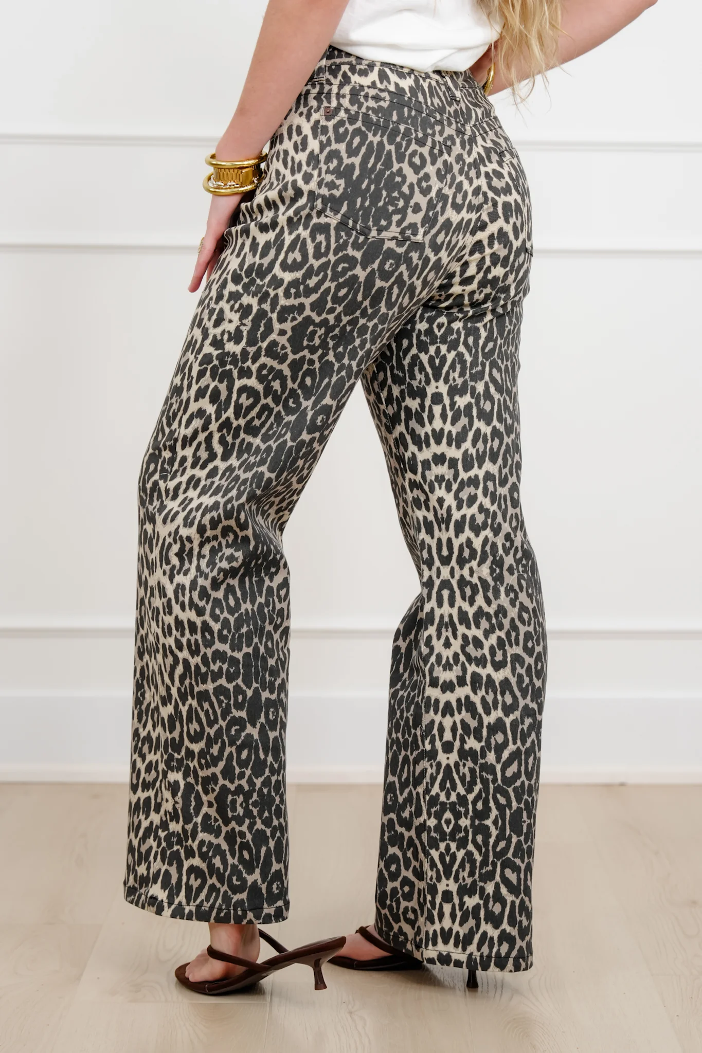 Plus/Reg Animal Print High Rise Straight Leg Pants - Image 5
