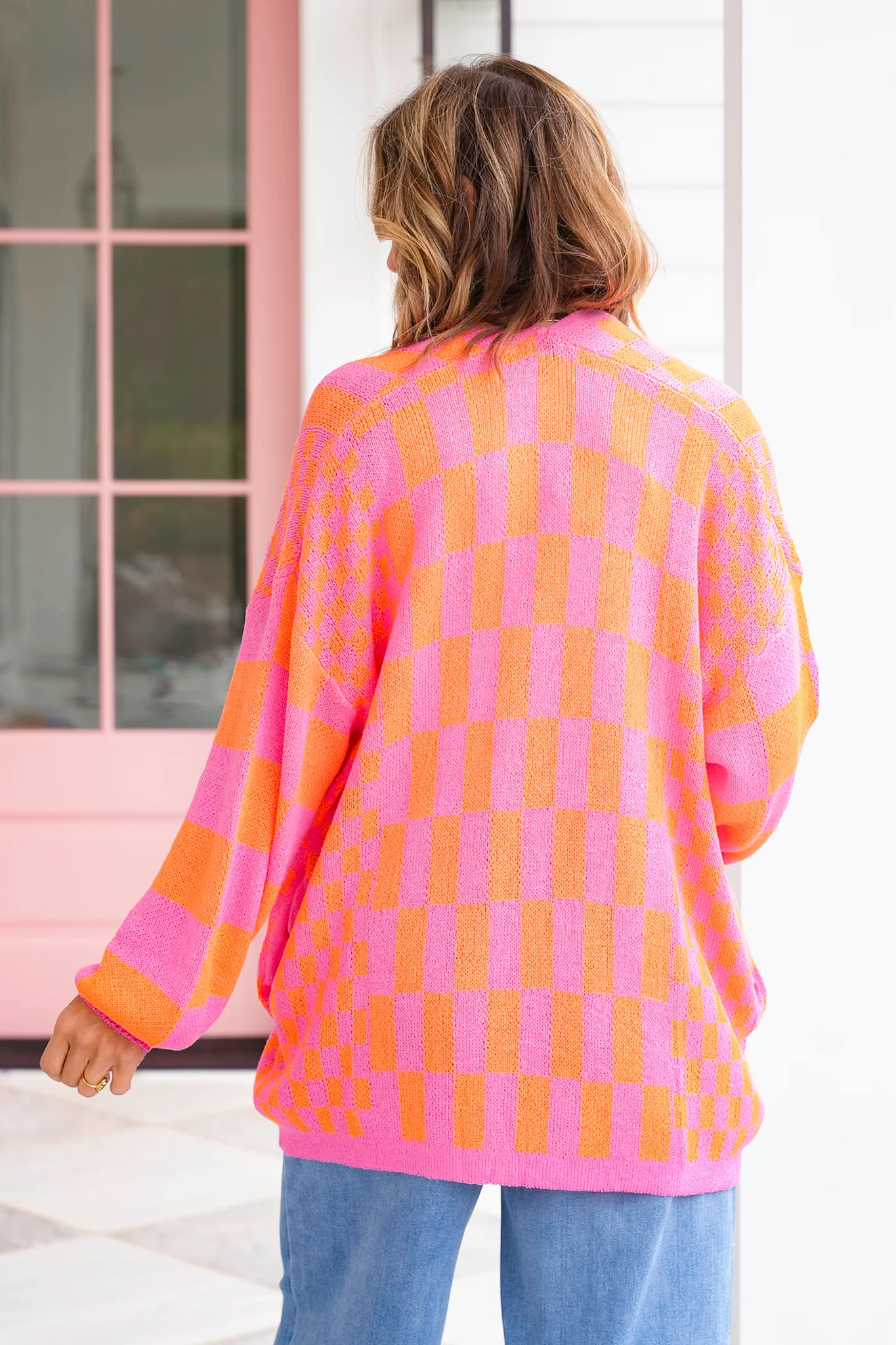 Plus/Reg Checkered Print Long Sleeve Open Cardigan - Image 6