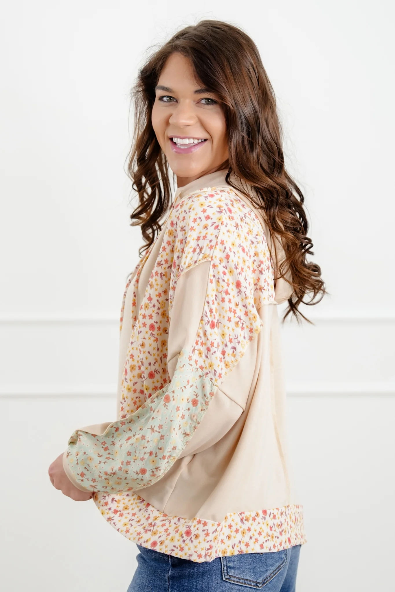 Plus/Reg Color Block Long Sleeve Hooded Top - Image 3