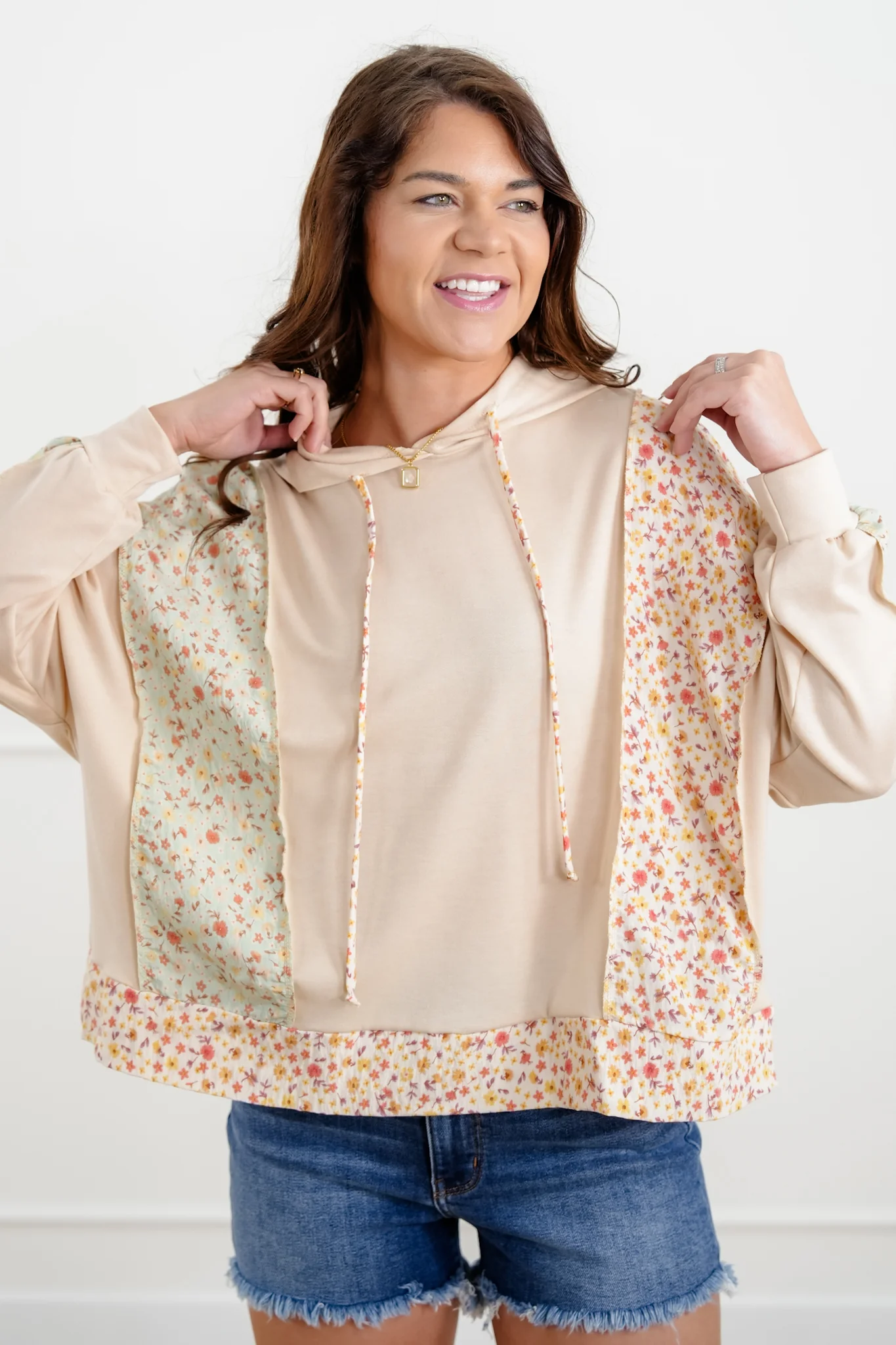 Plus/Reg Color Block Long Sleeve Hooded Top - Image 5