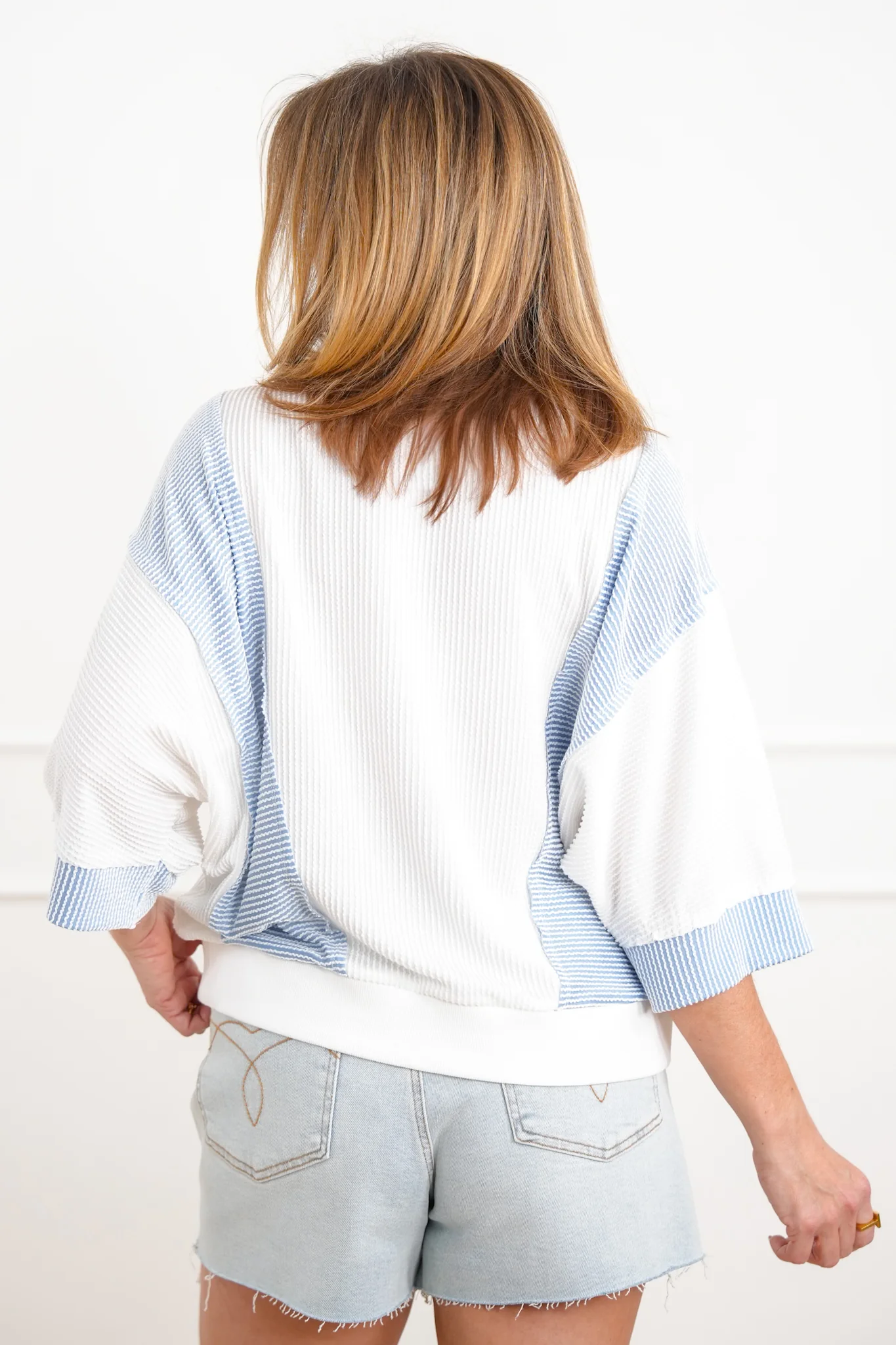Plus/Reg Color Block "USA" Patch Ribbed Knit Top - Image 4
