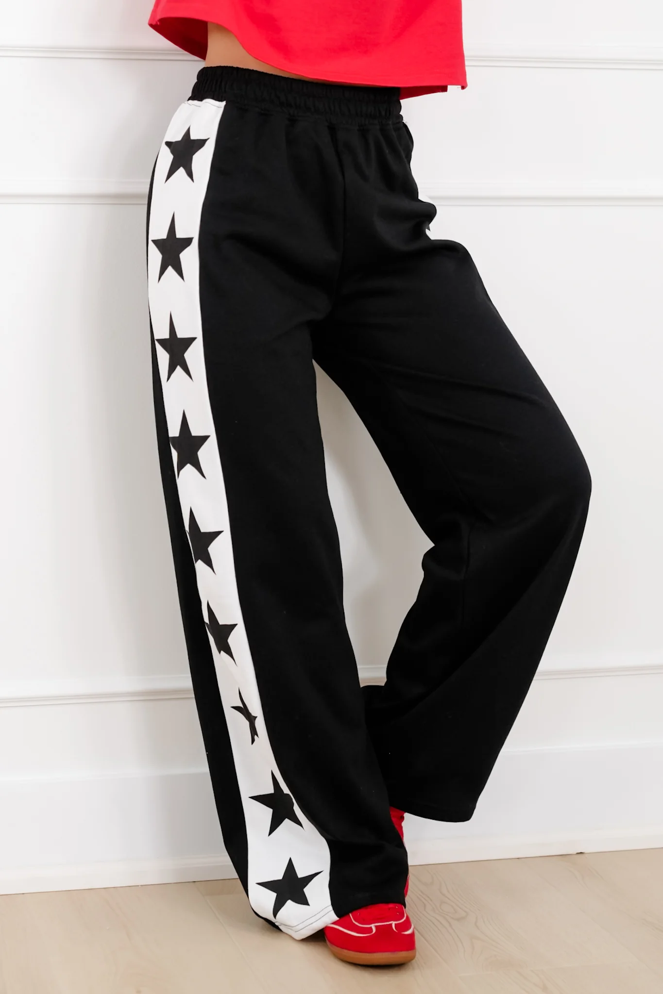 Plus/Reg Elastic Waist Sweatpants with Star Stripe - Image 3