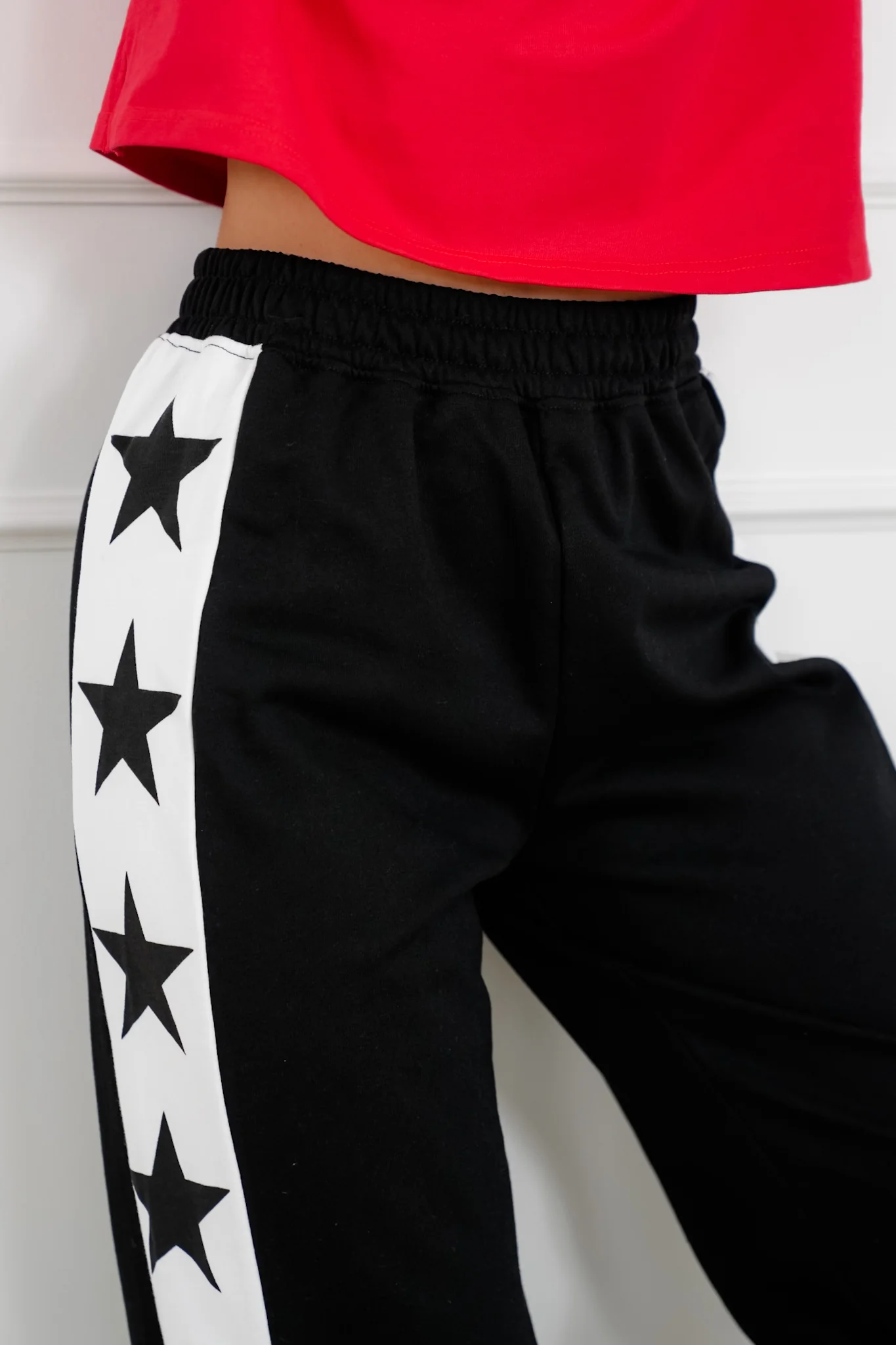 Plus/Reg Elastic Waist Sweatpants with Star Stripe - Image 4