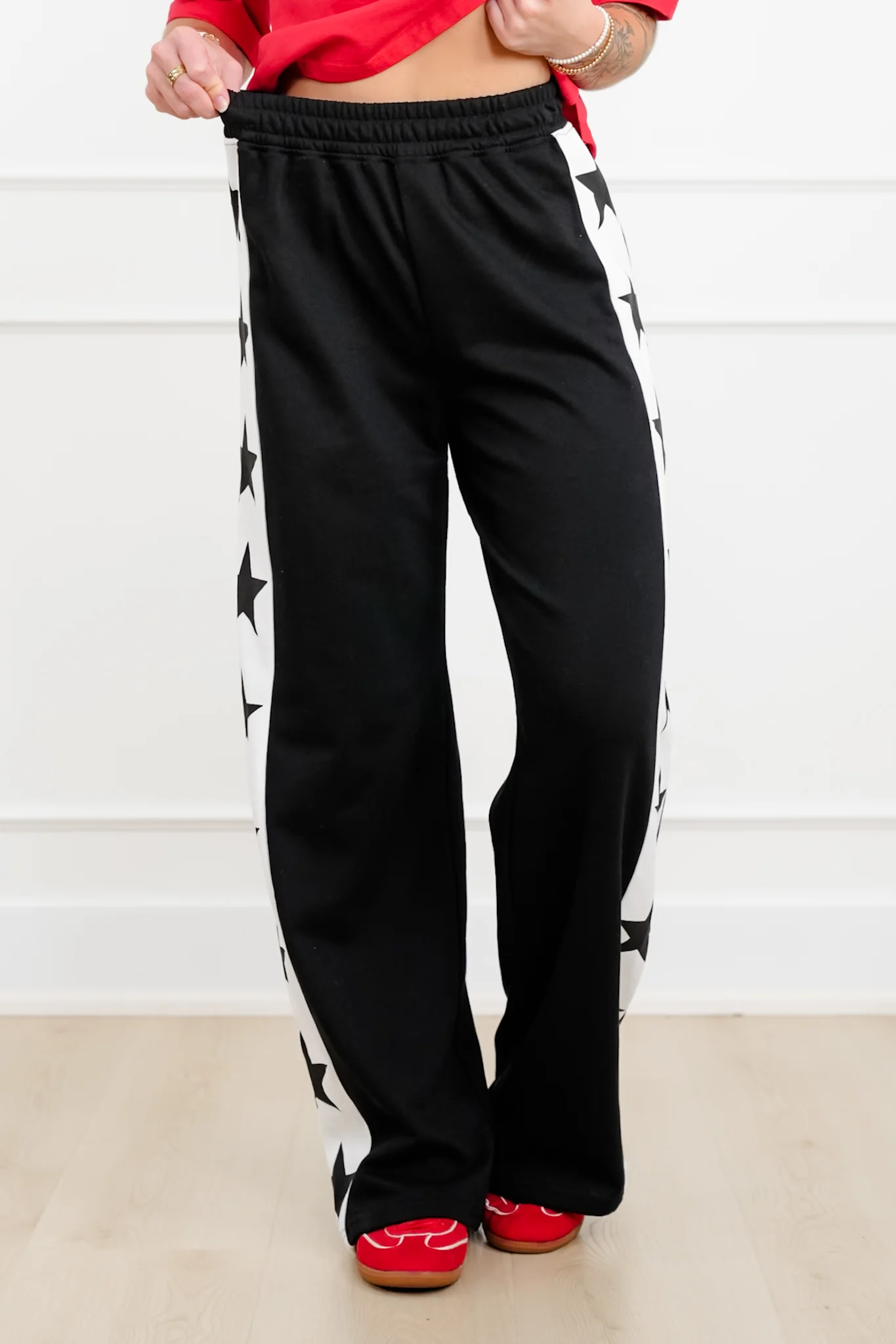 Plus/Reg Elastic Waist Sweatpants with Star Stripe - Image 7