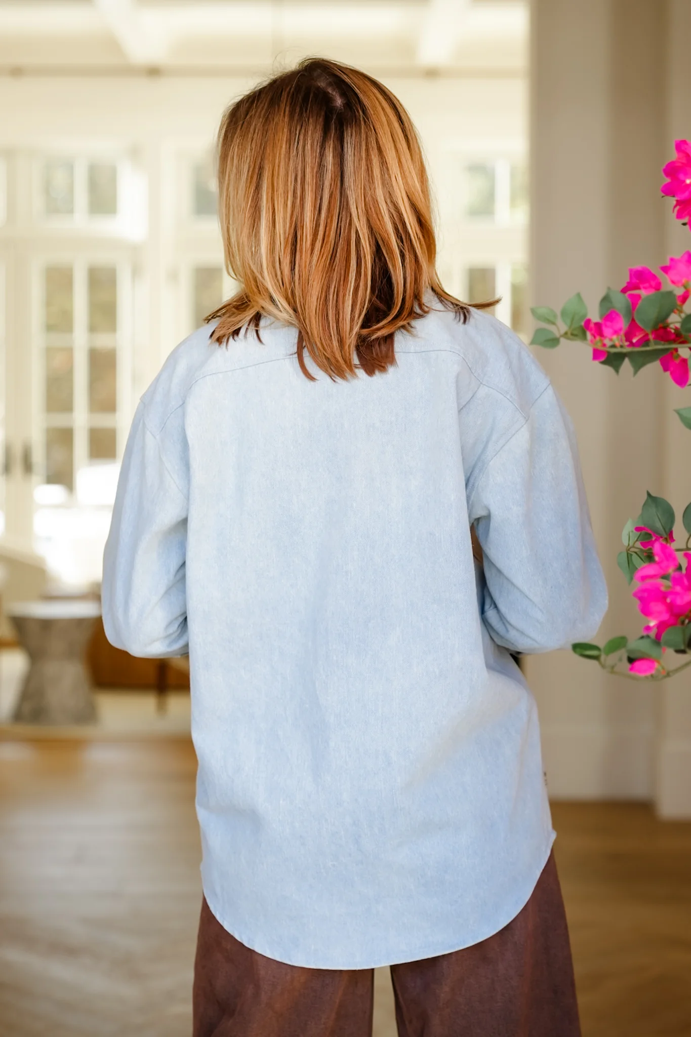 Plus/Reg Embroidered Long Sleeve Button Down Shacket - Image 3