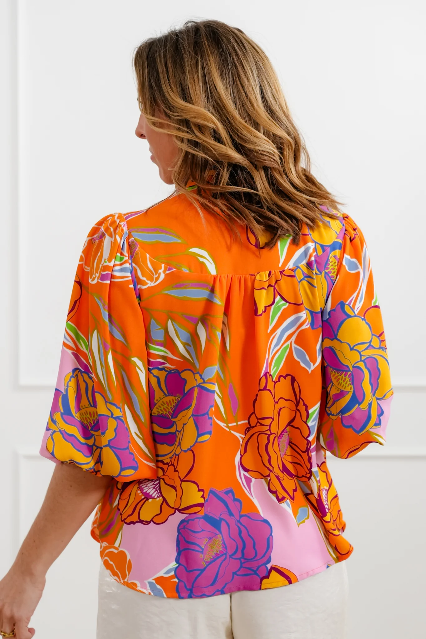 Plus/Reg Floral Print 3/4 Sleeve Blouse - Image 5