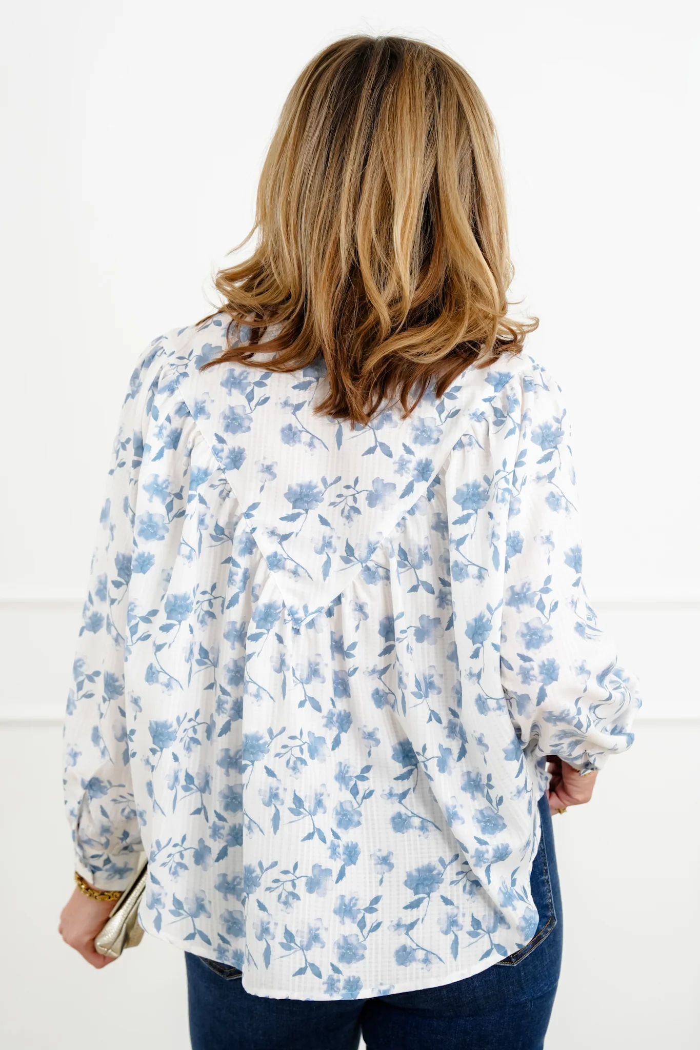 Plus/Reg Floral Print Long Sleeve Button Down Top - Image 10