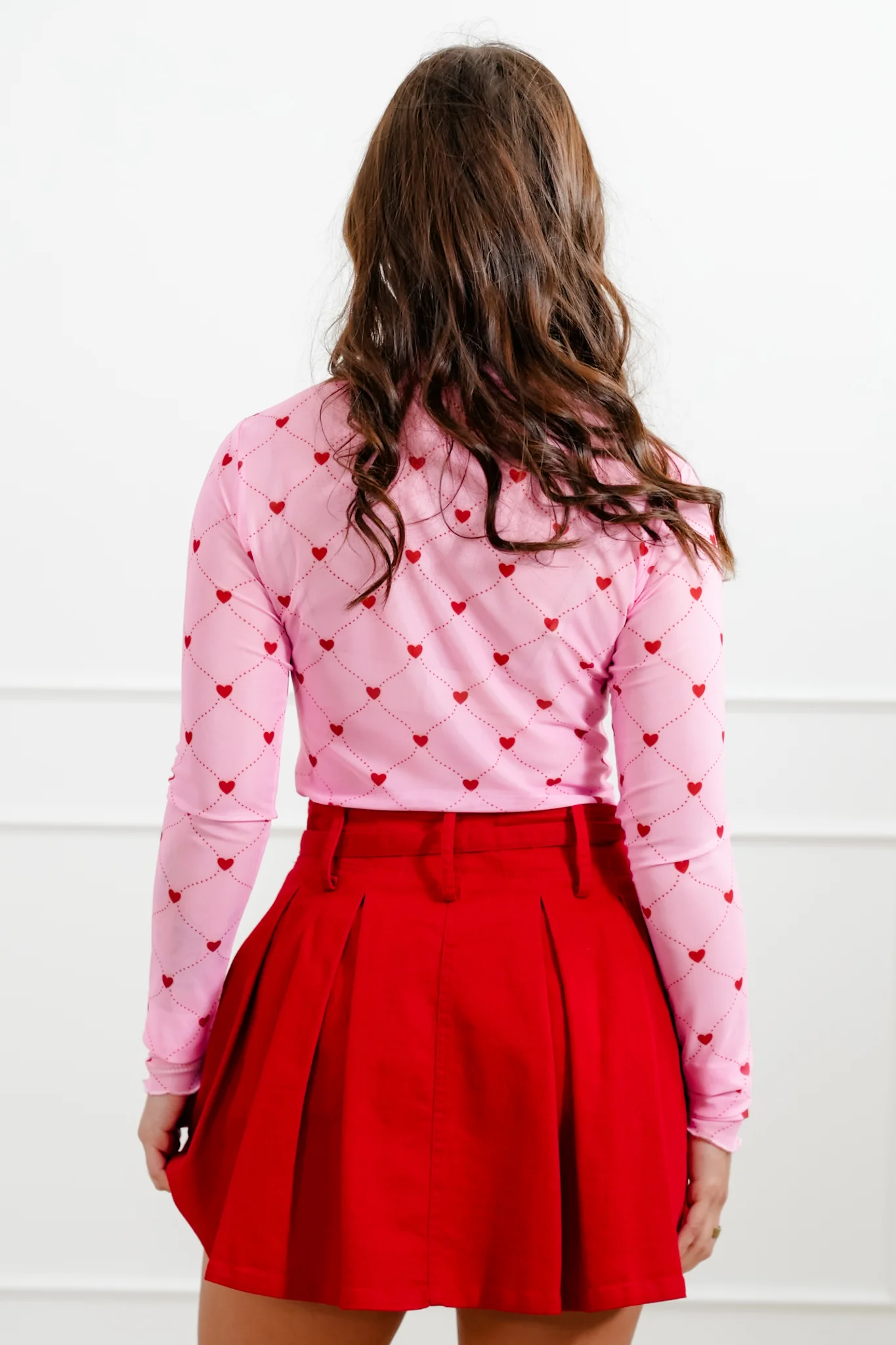Plus/Reg Heartlines Print Long Sleeve Mesh Top - Image 8