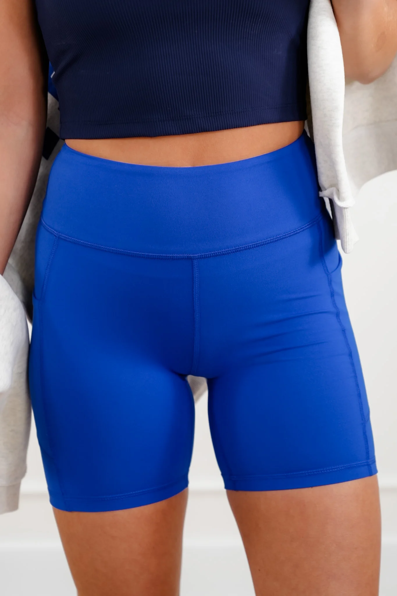 Plus/Reg High Waist Biker Shorts with Side Pocket - Image 5