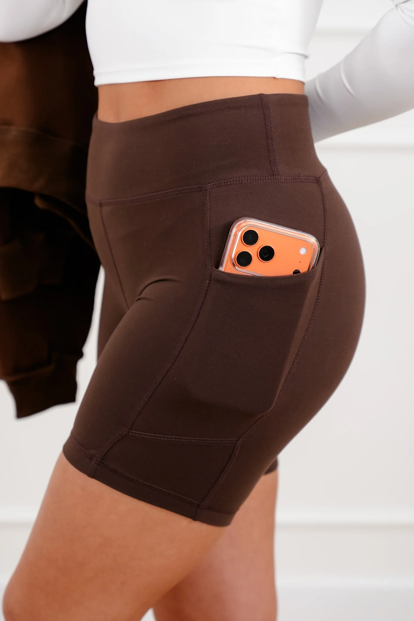 Plus/Reg High Waist Biker Shorts with Side Pocket - Image 6