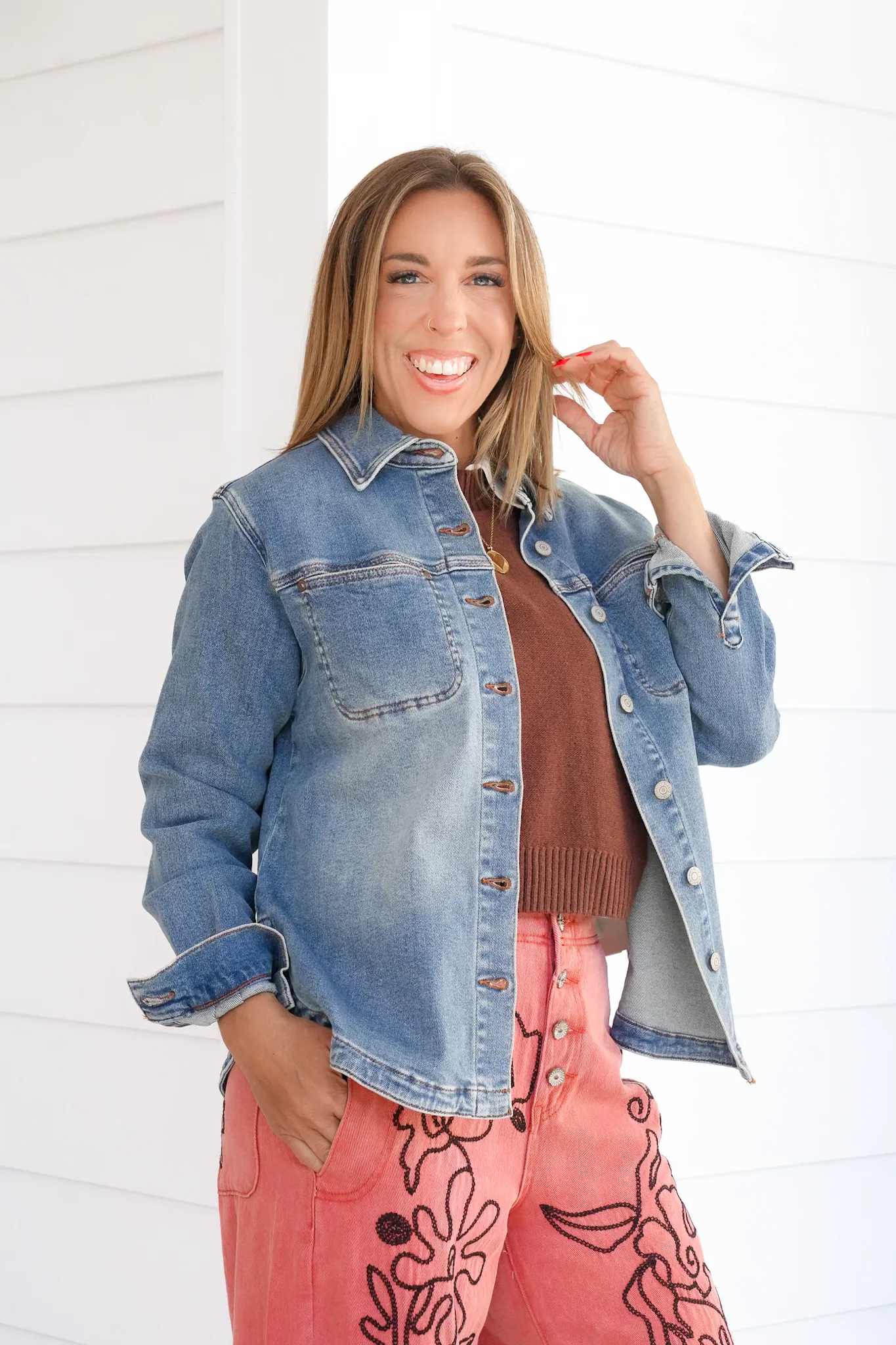Plus/Reg Judy Blue Medium Wash Button Down Shacket - Image 10