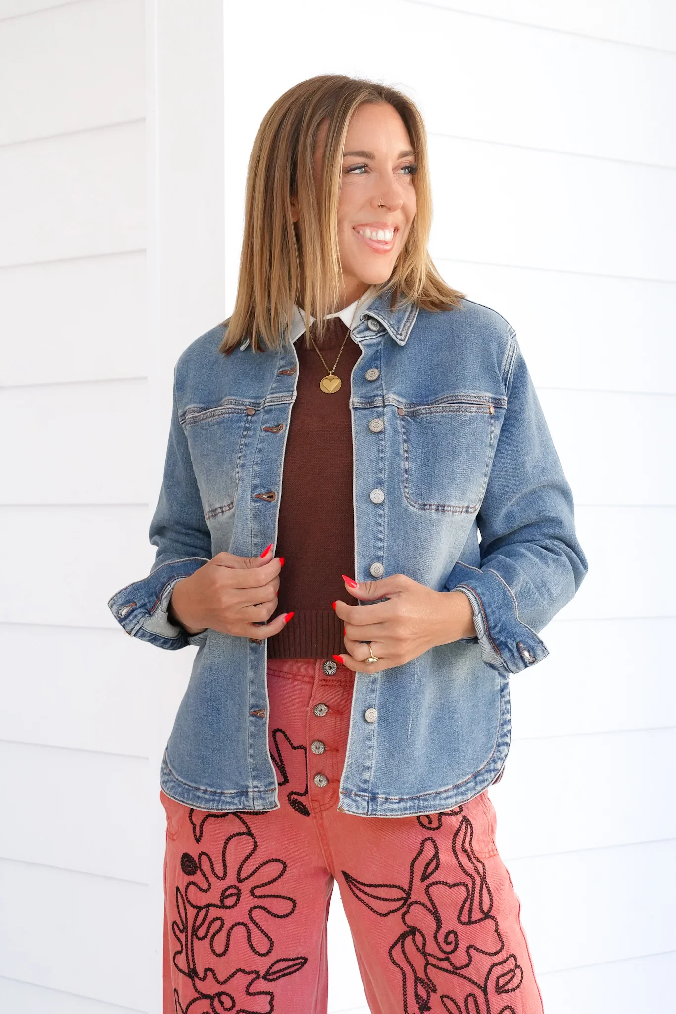 Plus/Reg Judy Blue Medium Wash Button Down Shacket - Image 11