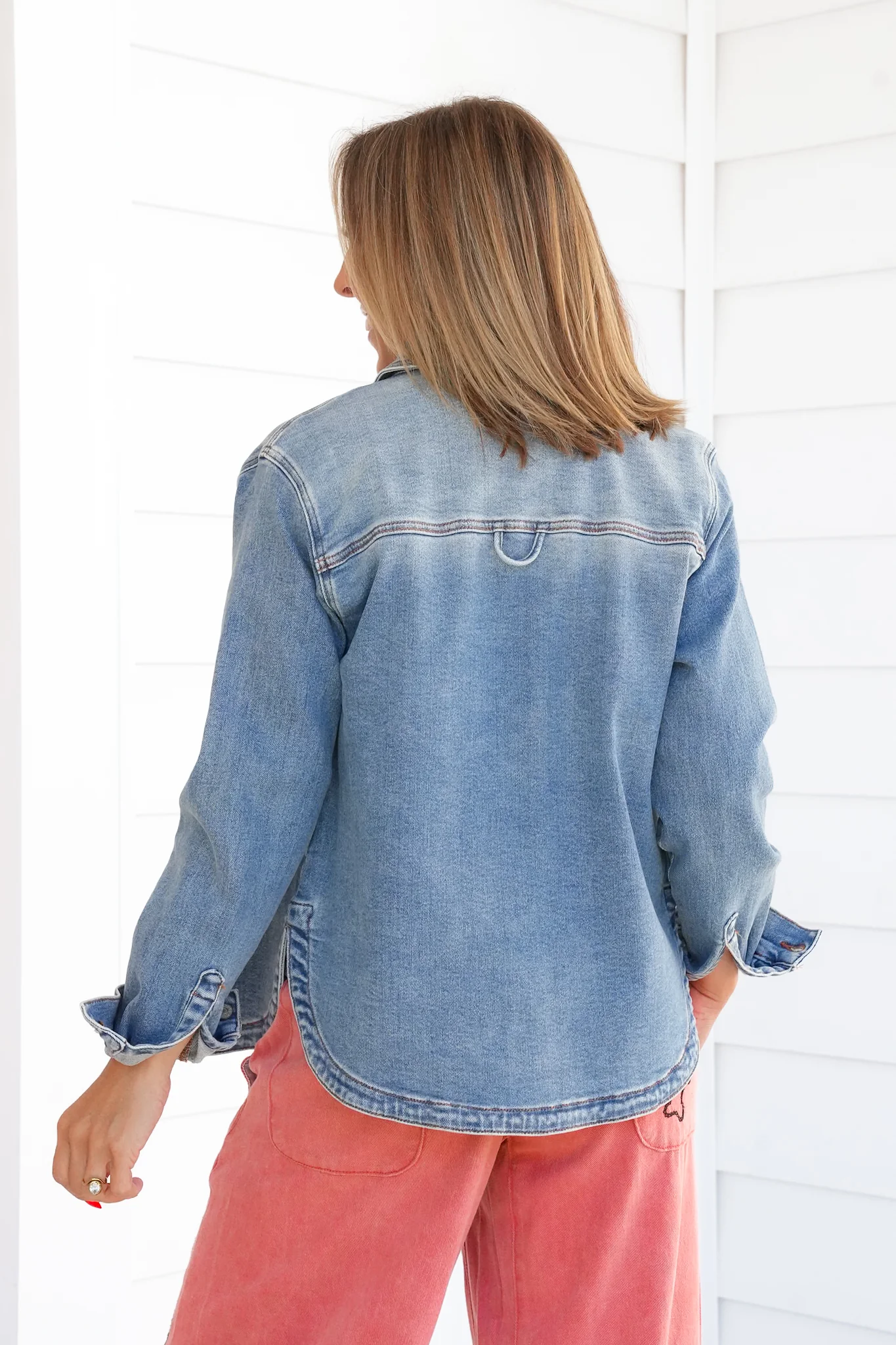 Plus/Reg Judy Blue Medium Wash Button Down Shacket - Image 13
