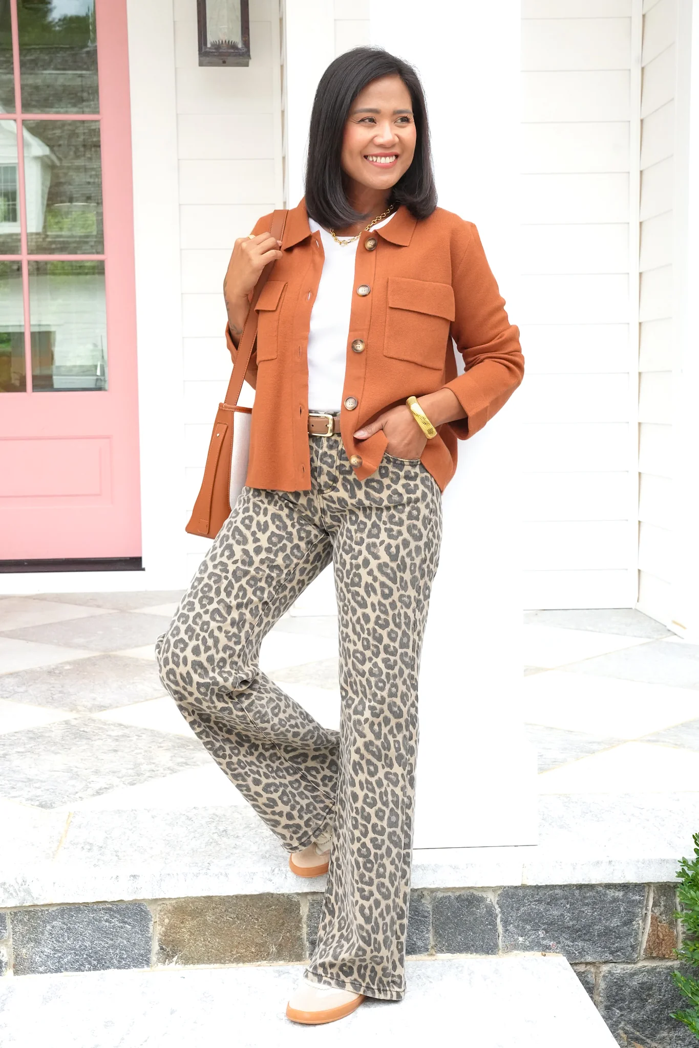 Plus/Reg Knit Long Sleeve Button Down Top - Image 5