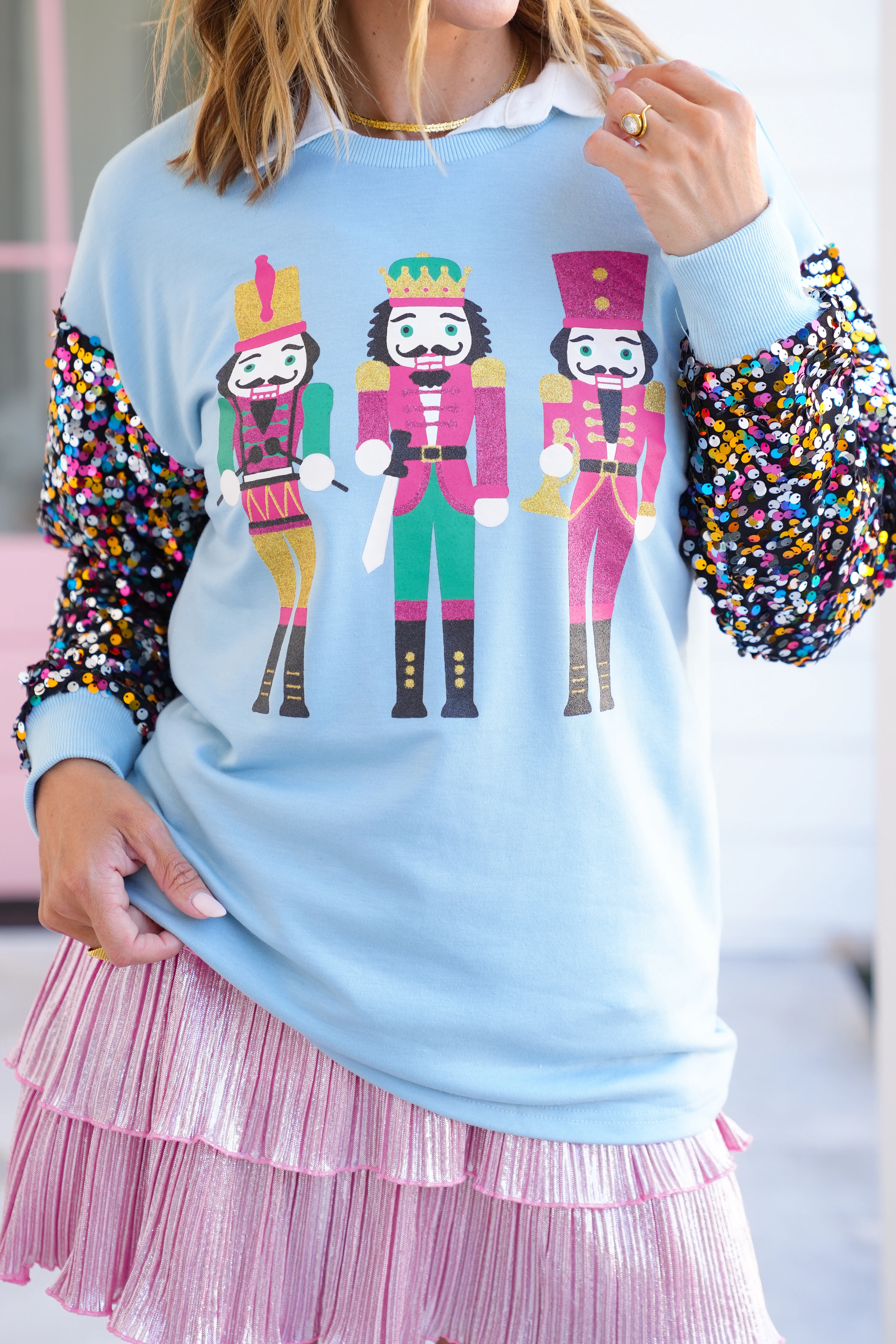 Plus/Reg Long Sequin Sleeve Nutcracker Sweatshirt - Image 3