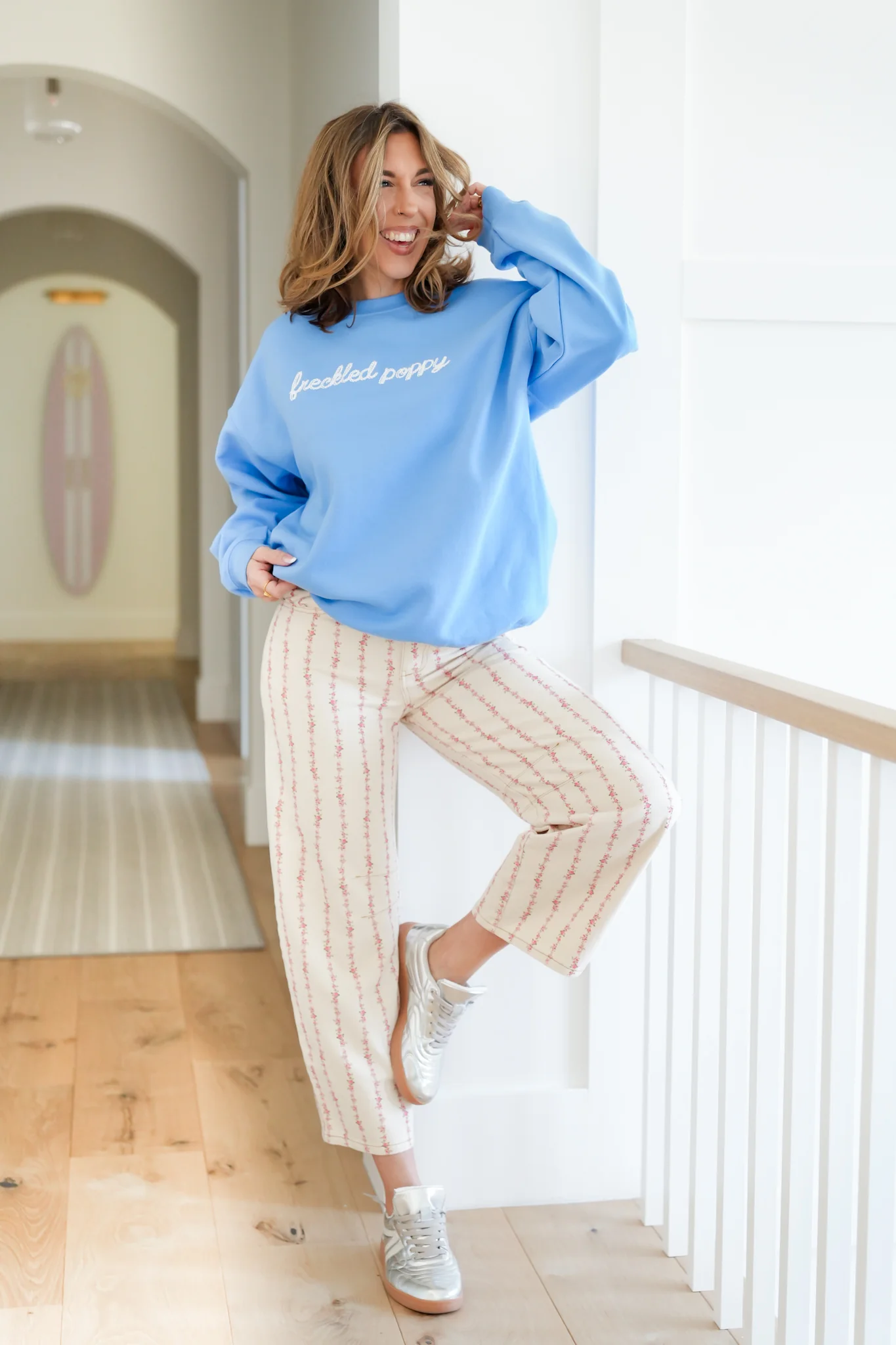 Plus/Reg Long Sleeve Embroidered "Freckled Poppy" Graphic Sweatshirt - Image 3