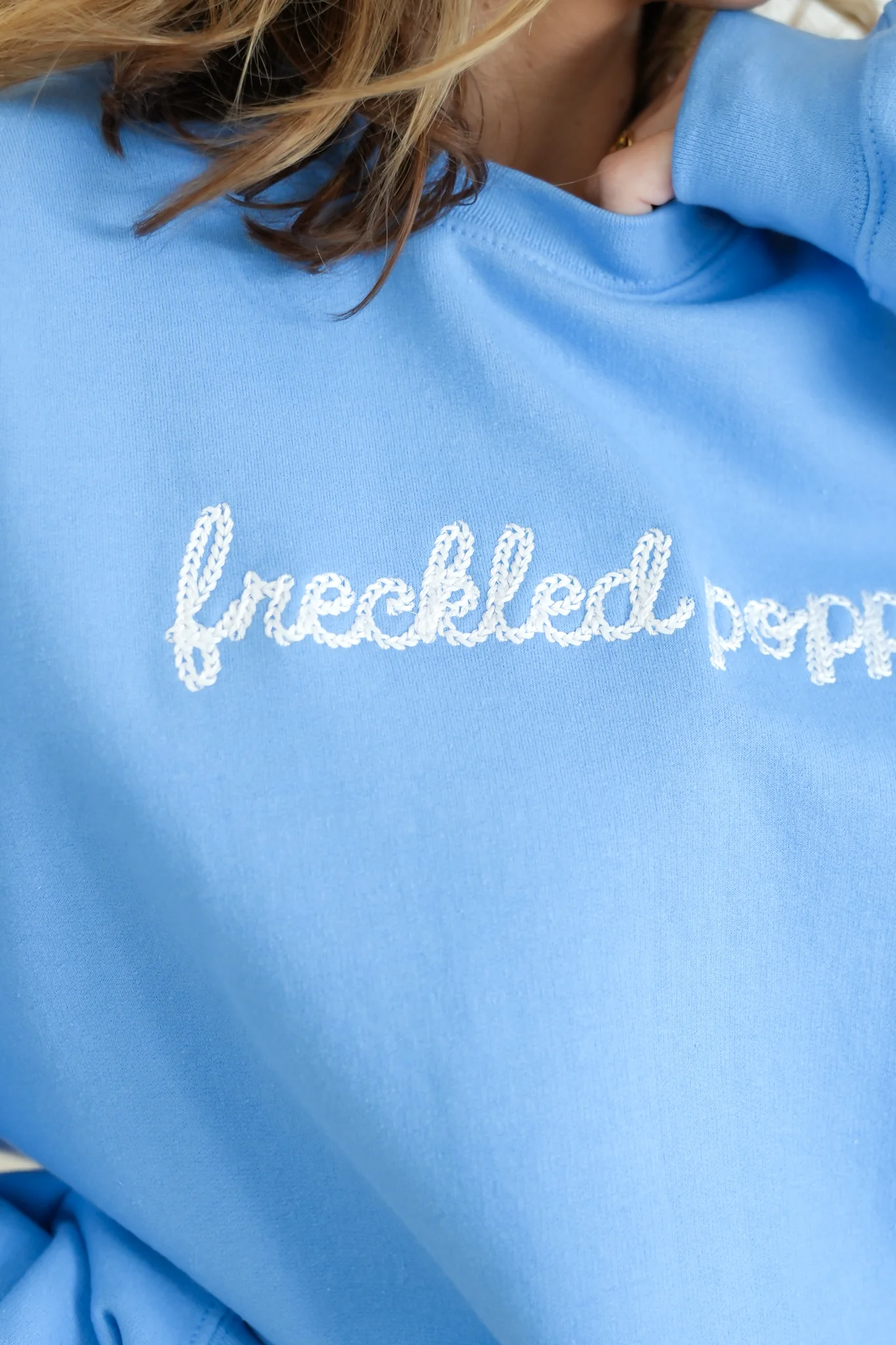 Plus/Reg Long Sleeve Embroidered "Freckled Poppy" Graphic Sweatshirt - Image 6