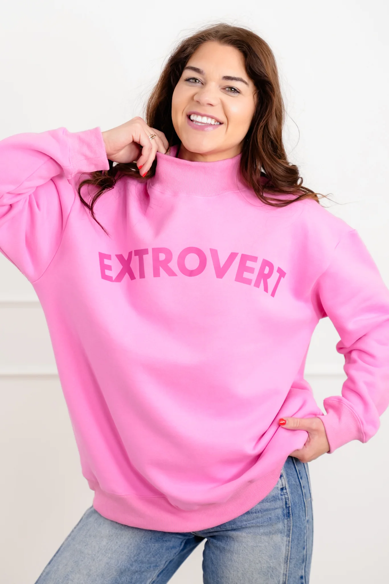 Plus/Reg Long Sleeve "Extrovert" Graphic Pullover Sweatshirt - Image 2