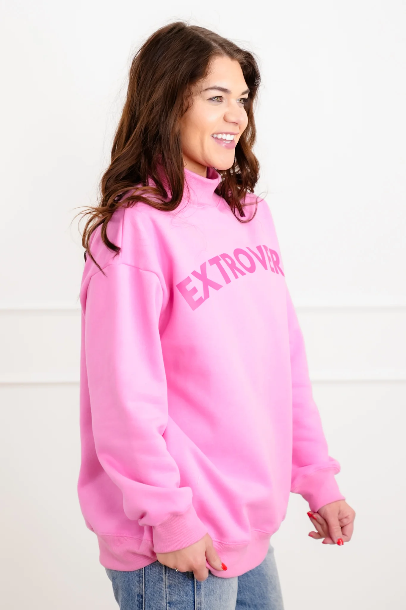 Plus/Reg Long Sleeve "Extrovert" Graphic Pullover Sweatshirt - Image 3