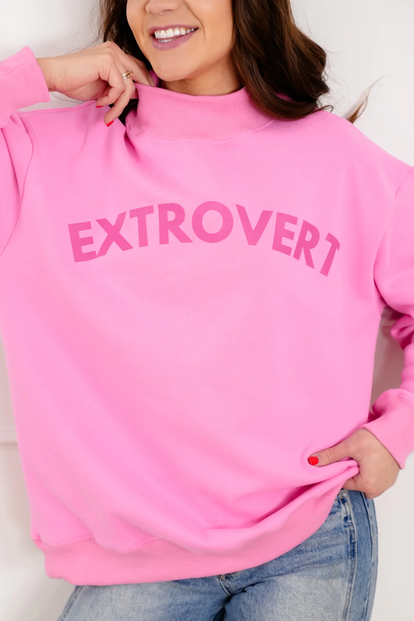 Plus/Reg Long Sleeve "Extrovert" Graphic Pullover Sweatshirt - Image 5