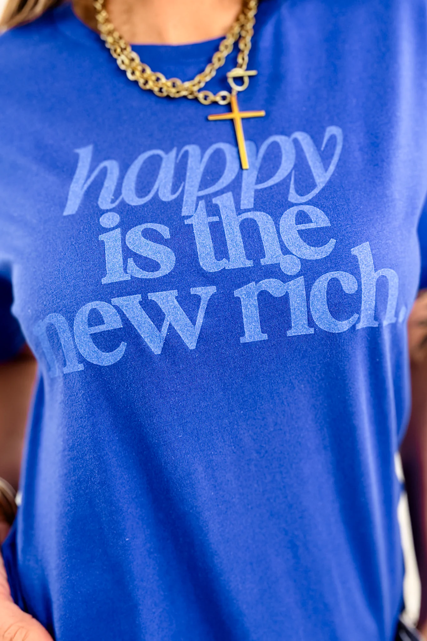 Plus/Reg Long Sleeve "Happy Is The New Rich" Graphic Tee - Image 2