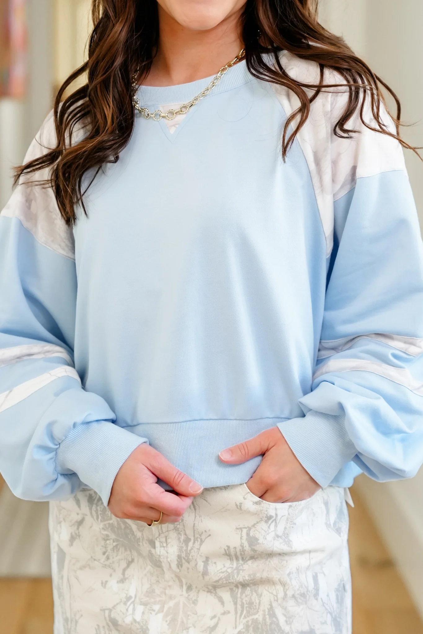 Plus/Reg Long Sleeve Pullover Sweatshirt with Camo Accents - Image 8