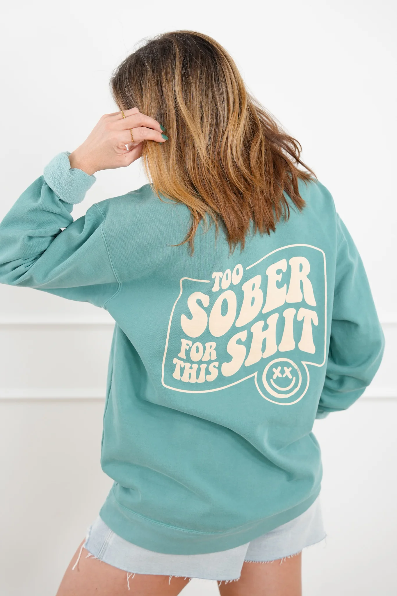 Plus/Reg Long Sleeve "Too Sober For This" Graphic Sweatshirt - Image 2