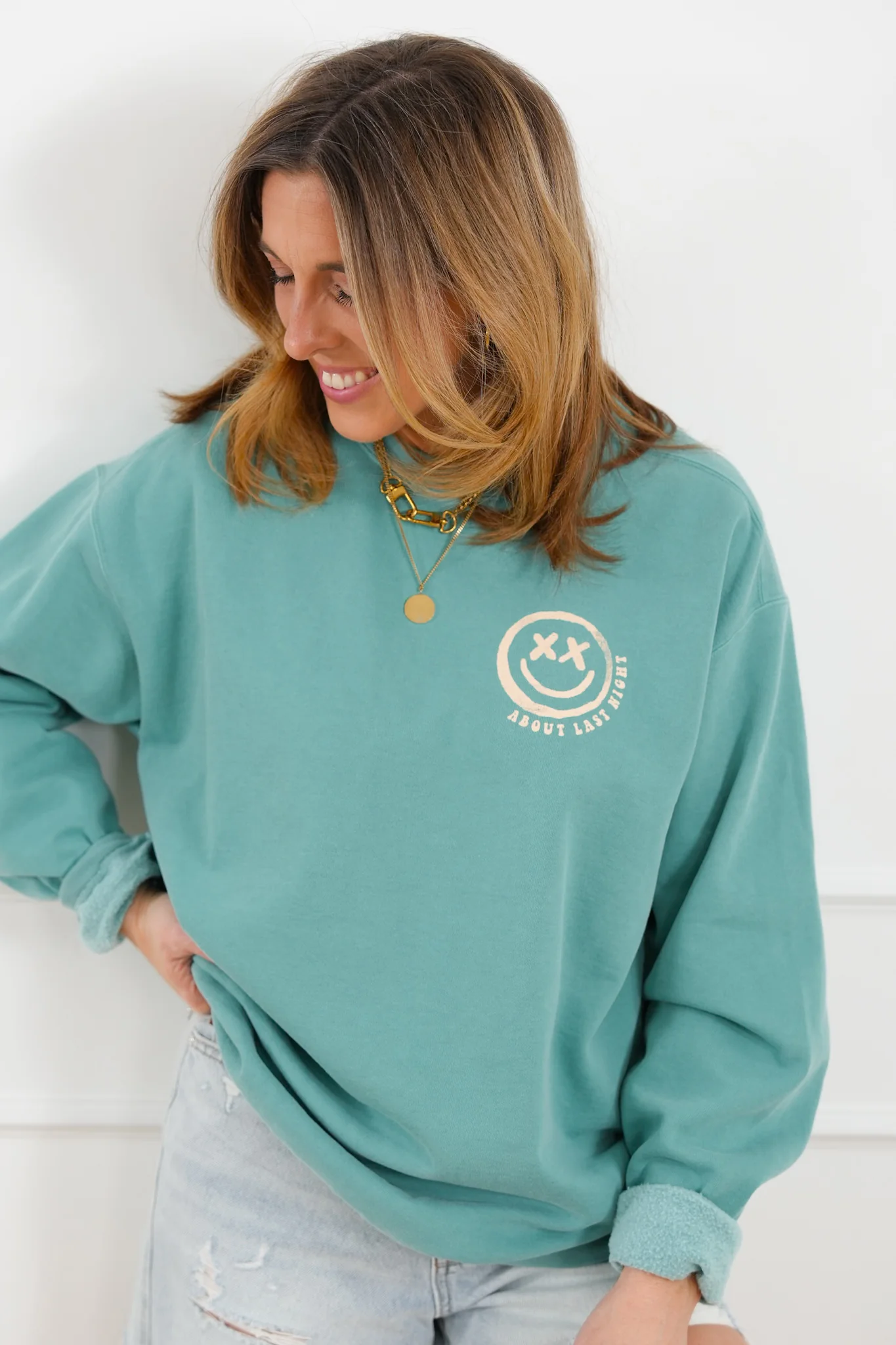 Plus/Reg Long Sleeve "Too Sober For This" Graphic Sweatshirt - Image 4
