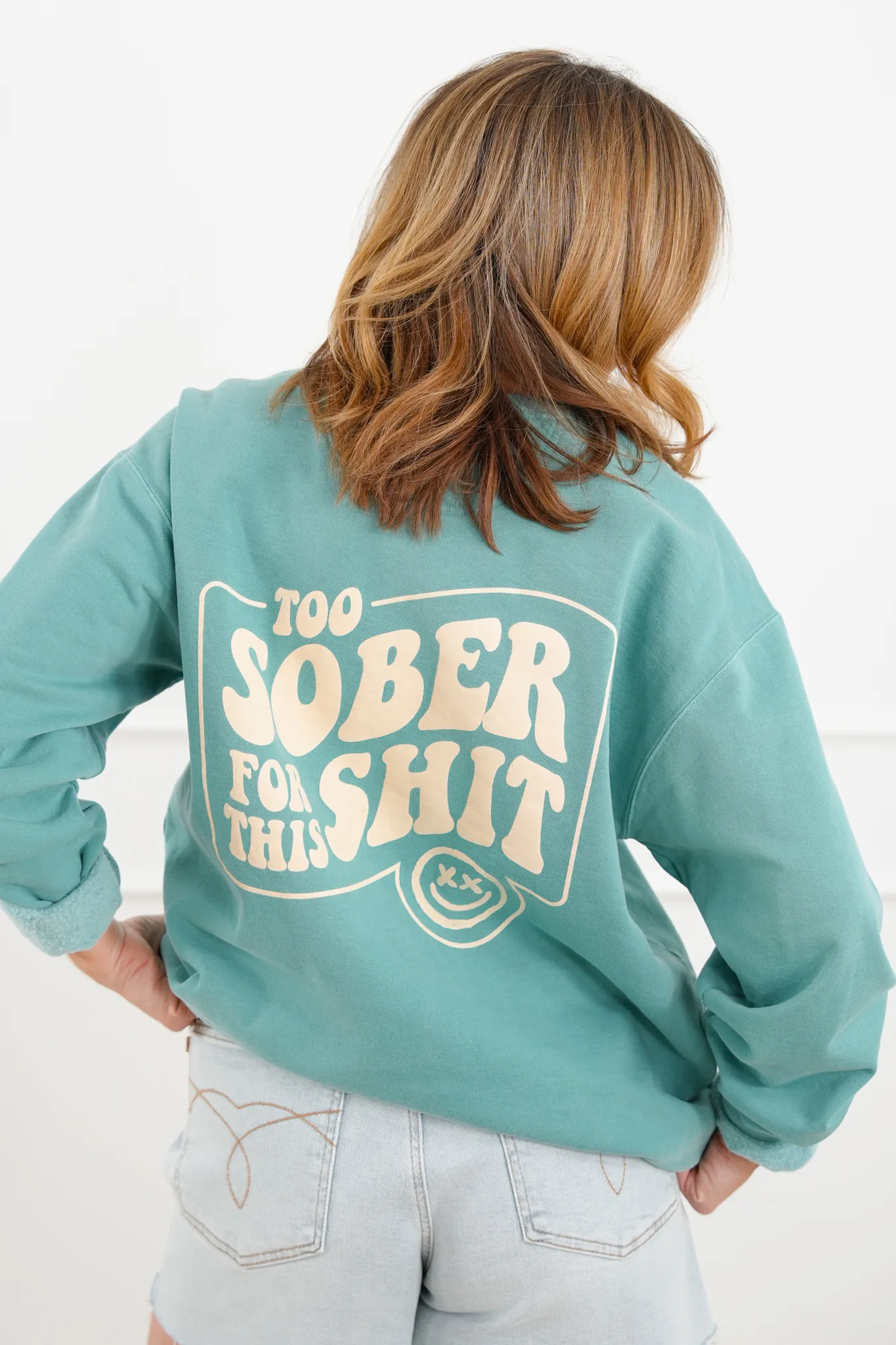 Plus/Reg Long Sleeve "Too Sober For This" Graphic Sweatshirt - Image 5