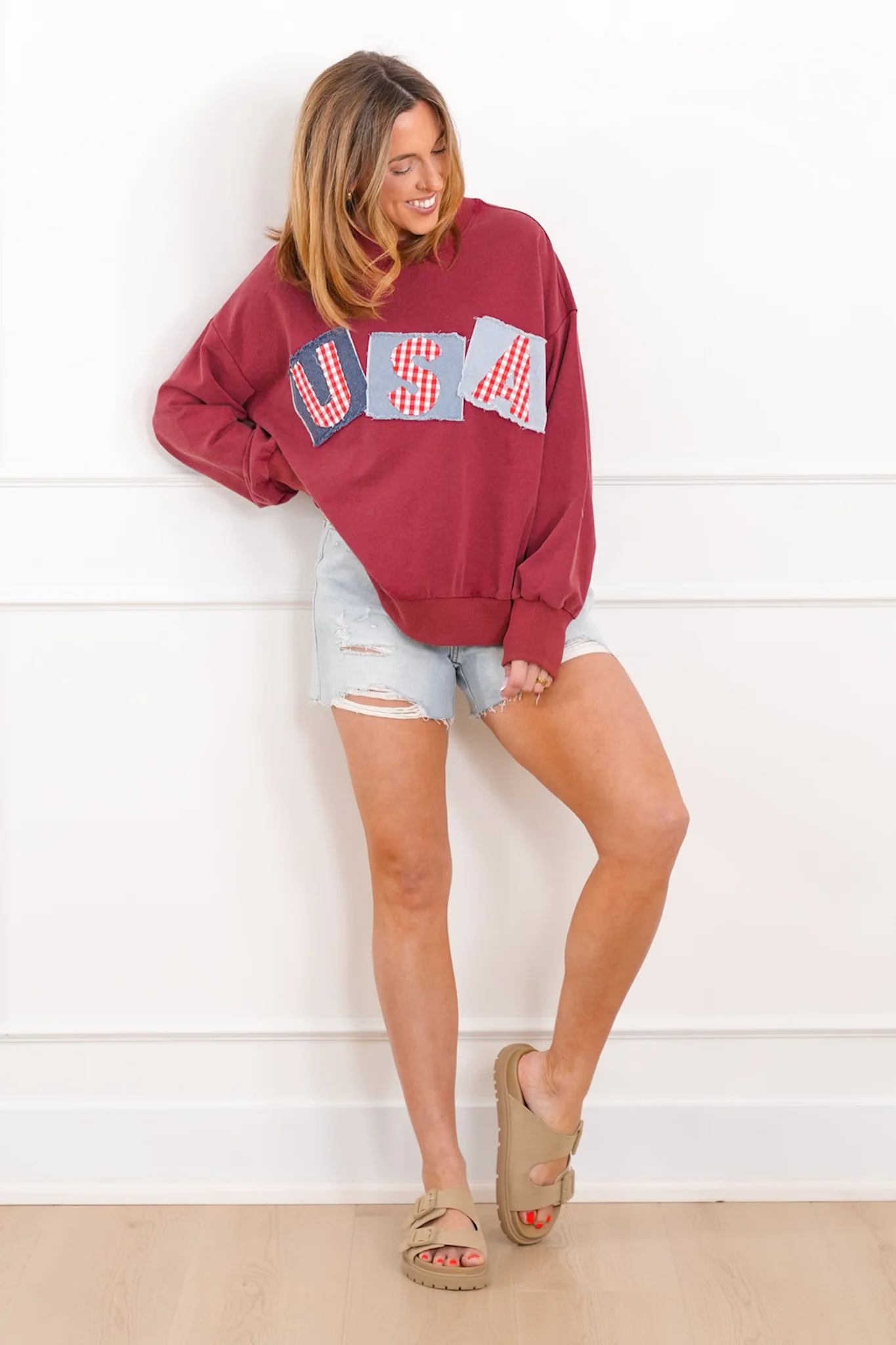 Plus/Reg Long Sleeve "USA" Patch Pullover Sweatshirt - Image 2