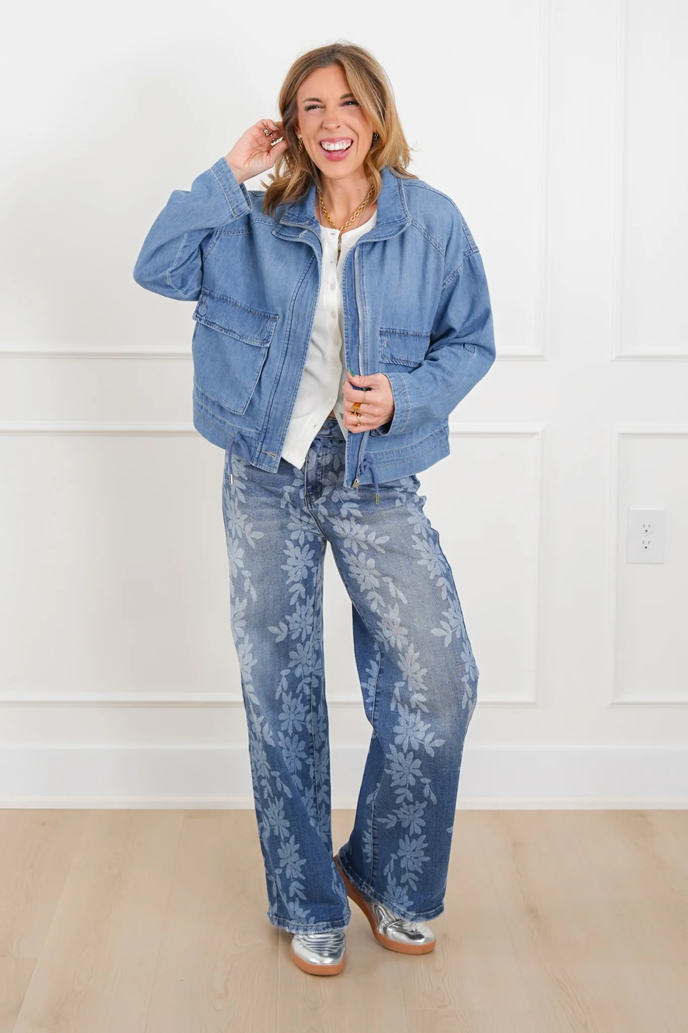 Plus/Reg Risen Medium Wash Long Sleeve Jacket with Cargo Pockets - Image 5