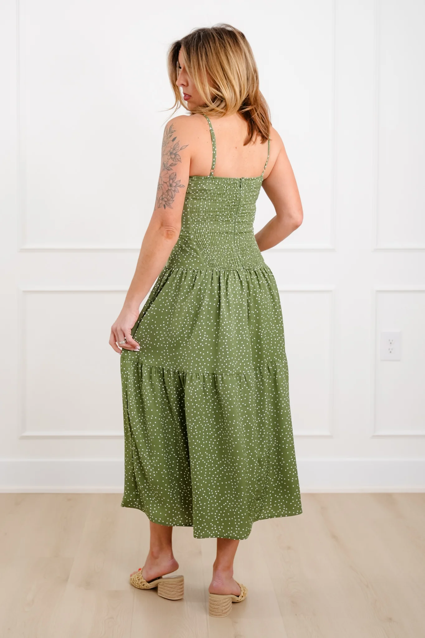 Plus/Reg Polka Dot Print Sleeveless Midi Dress - Image 6