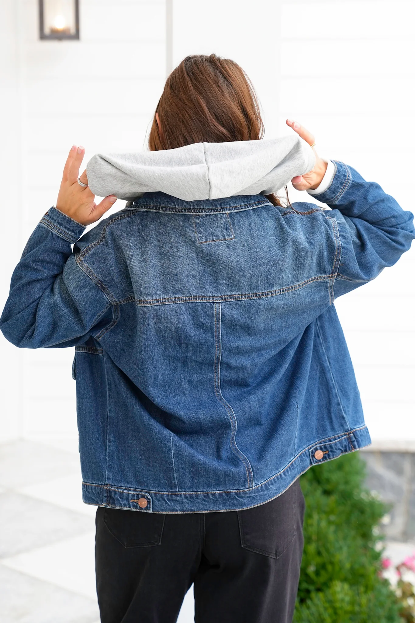 Plus/Reg Risen Dark Wash Long Sleeve Hoodie Jacket - Image 5