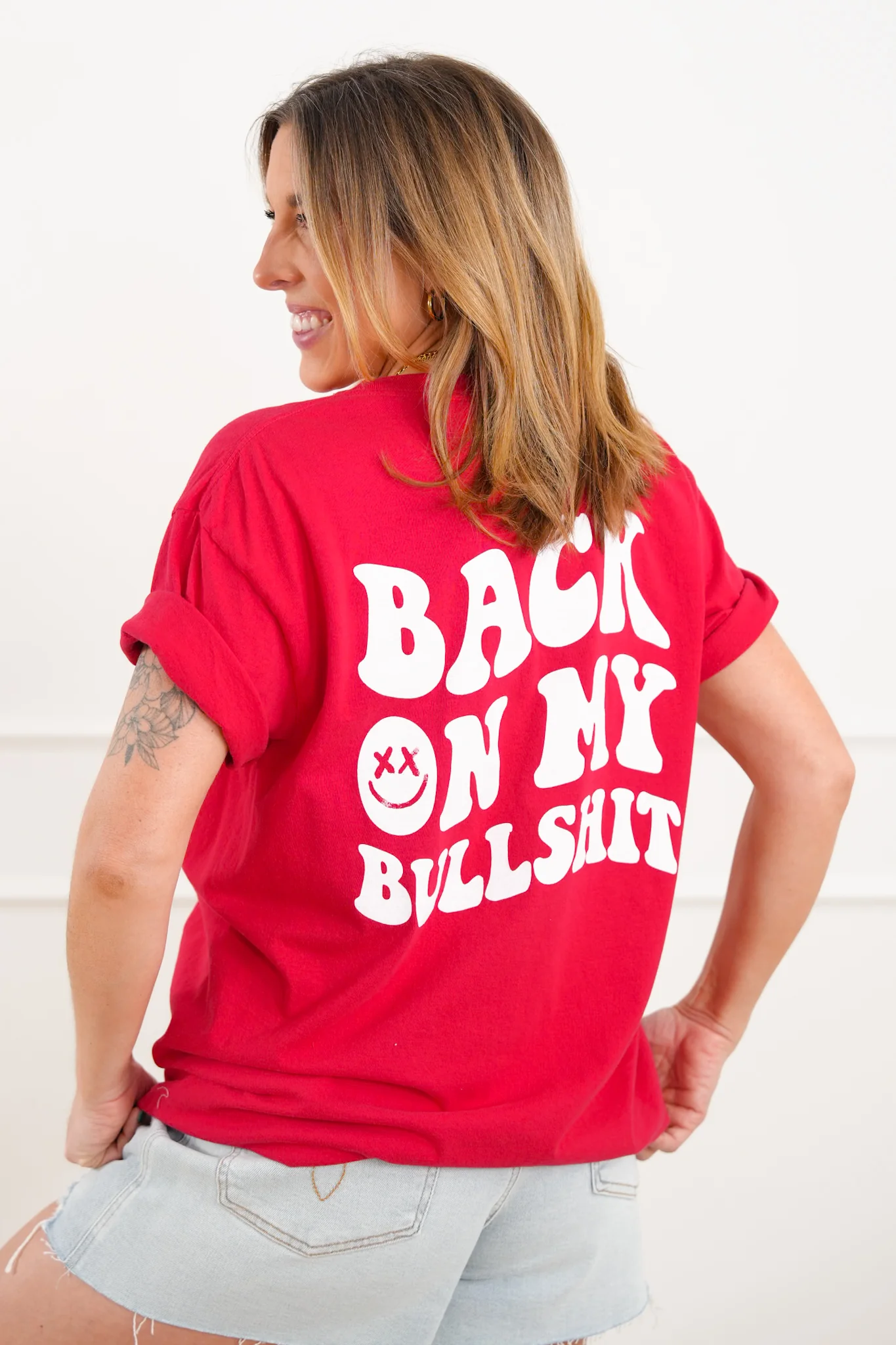 Plus/Reg Short Sleeve "Back On My Bullshit" Graphic Tee - Image 4