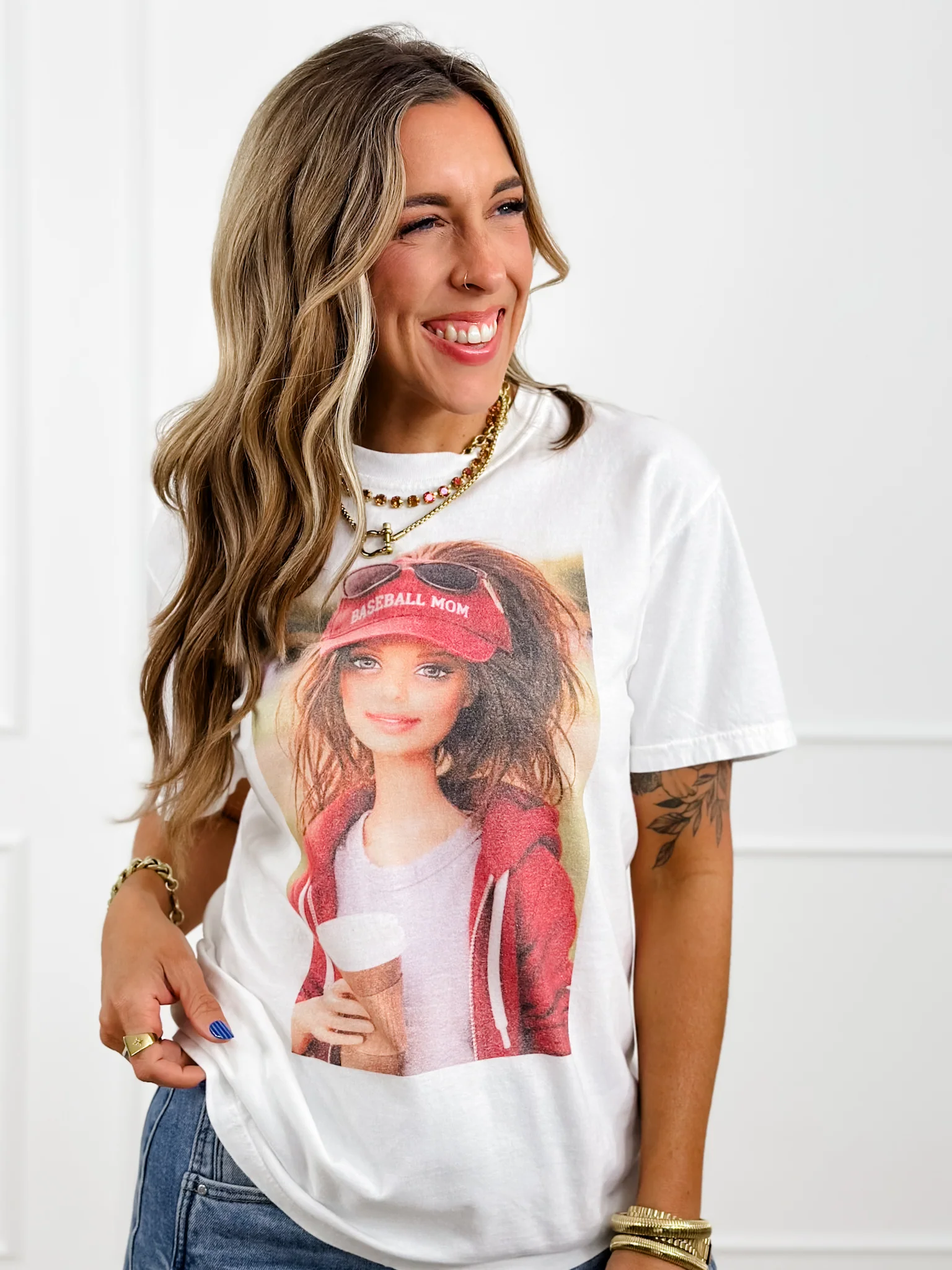 Plus/Reg Short Sleeve "Barbie Baseball Mom" Graphic Tee - Image 4