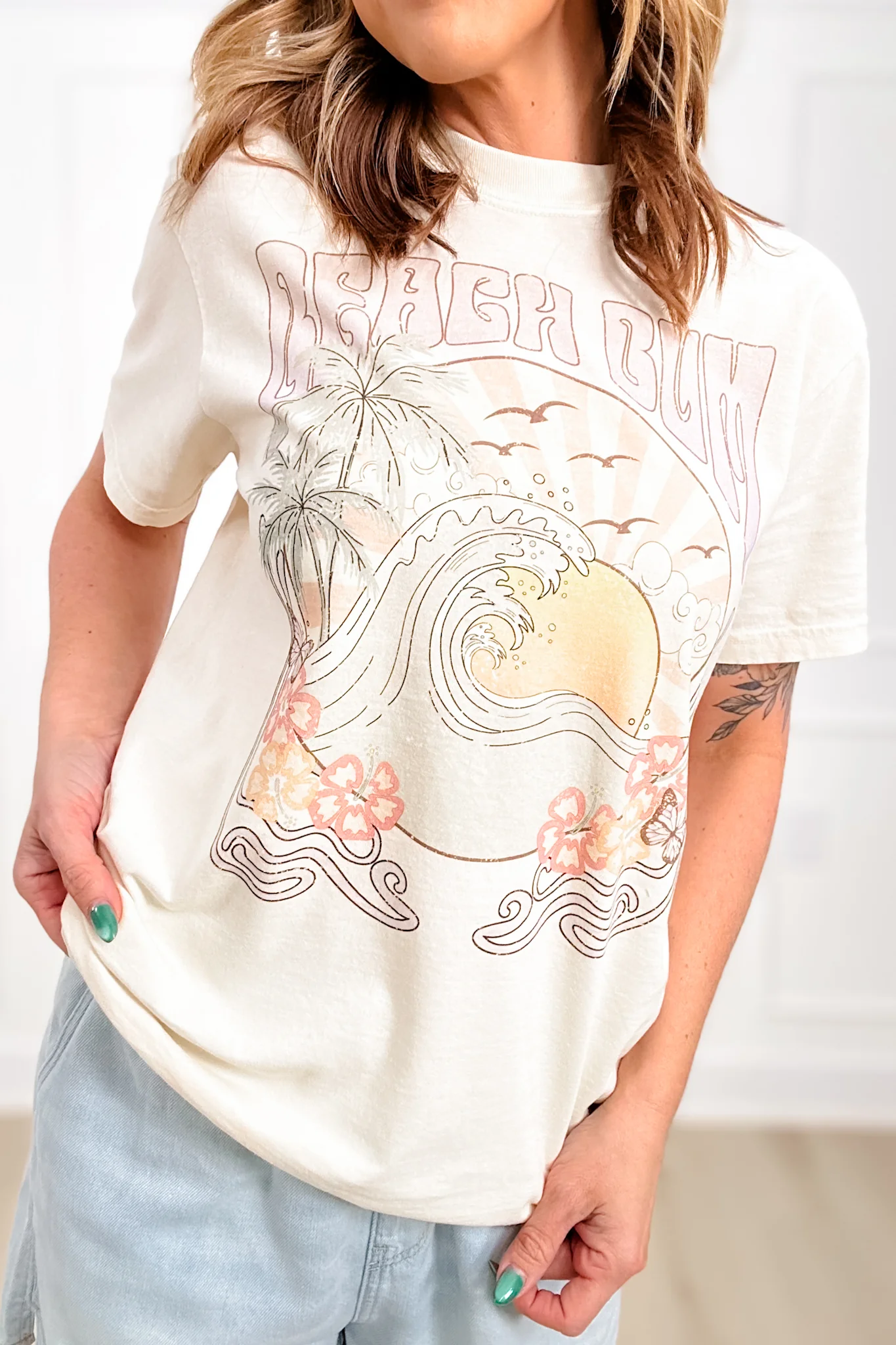 Plus/Reg Short Sleeve "Beach Bum Sunset" Graphic Tee - Image 4