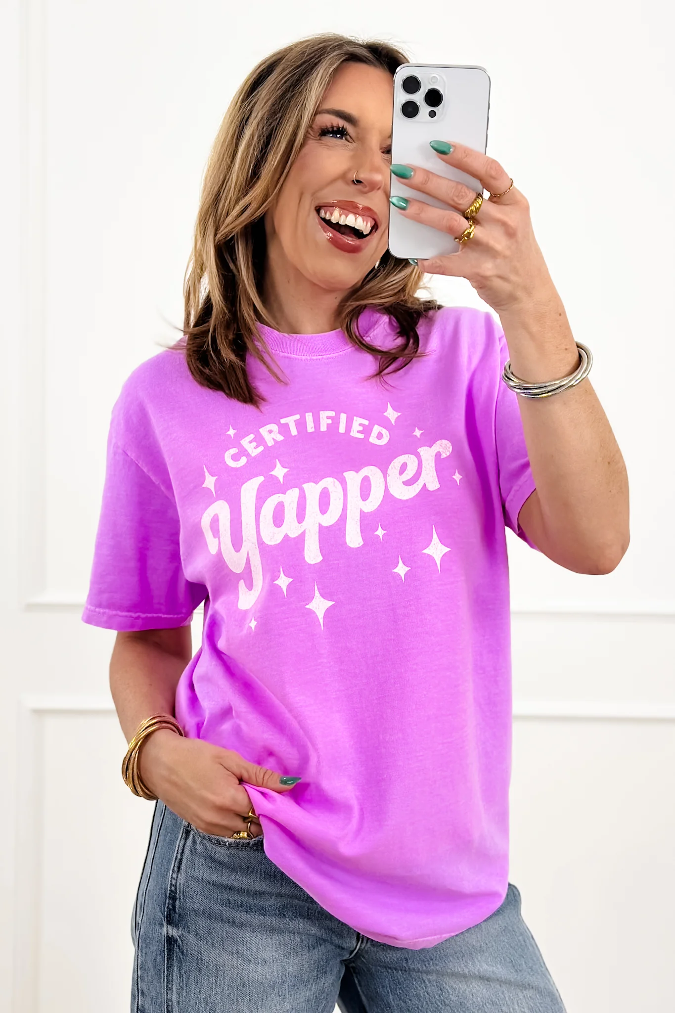 Plus/Reg Short Sleeve "Certified Yapper" Graphic Tee - Image 4