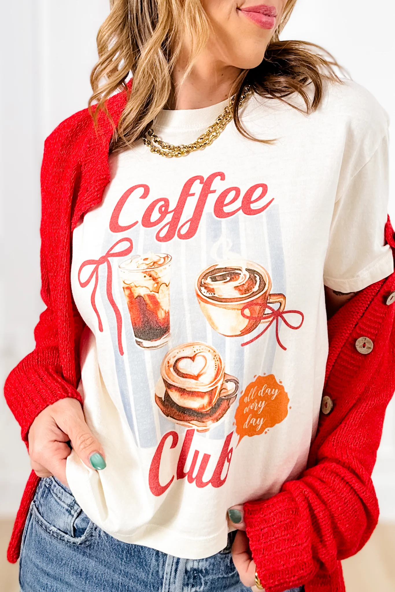Plus/Reg Short Sleeve "Coffee Club" Graphic Tee - Image 4