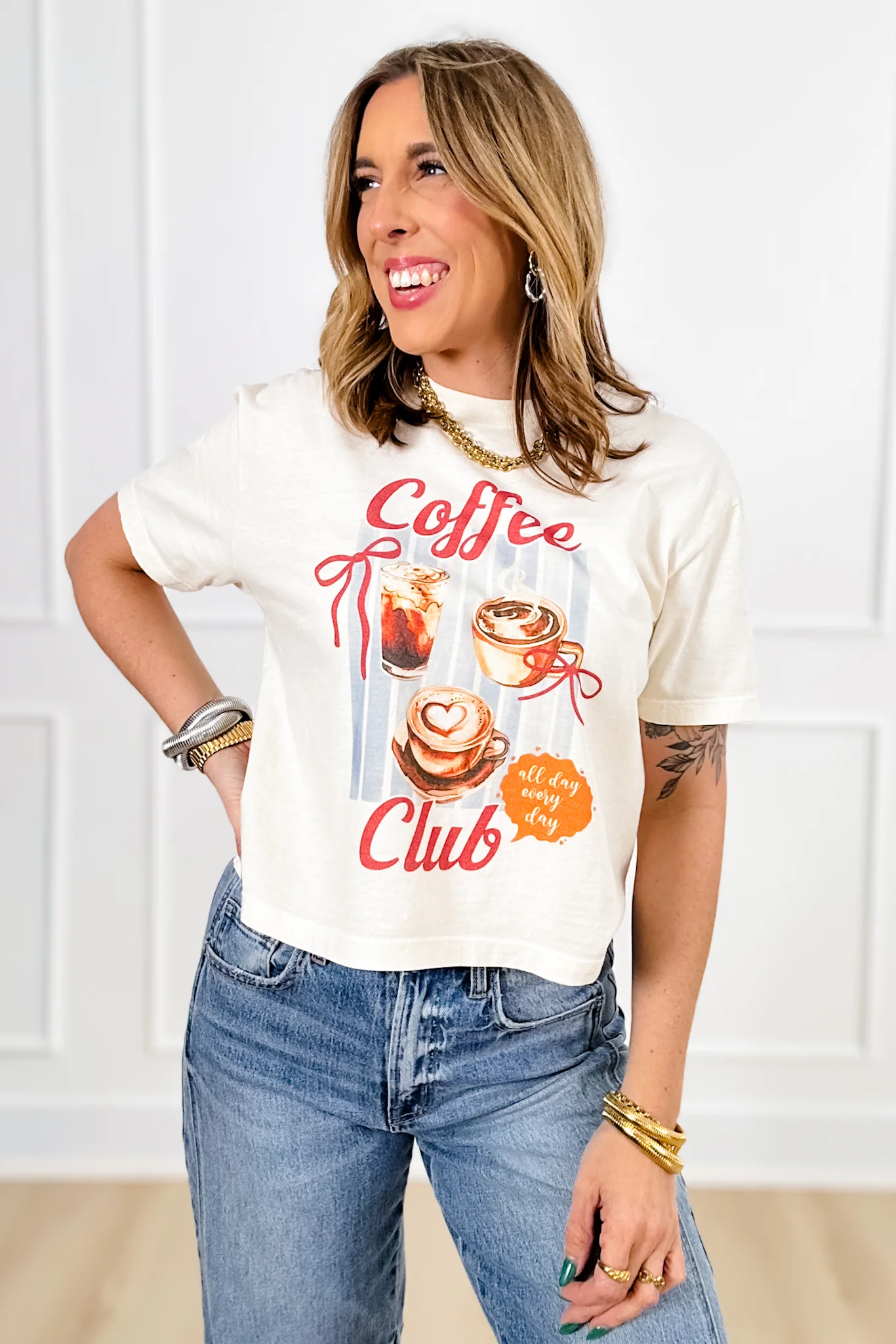 Plus/Reg Short Sleeve "Coffee Club" Graphic Tee - Image 5