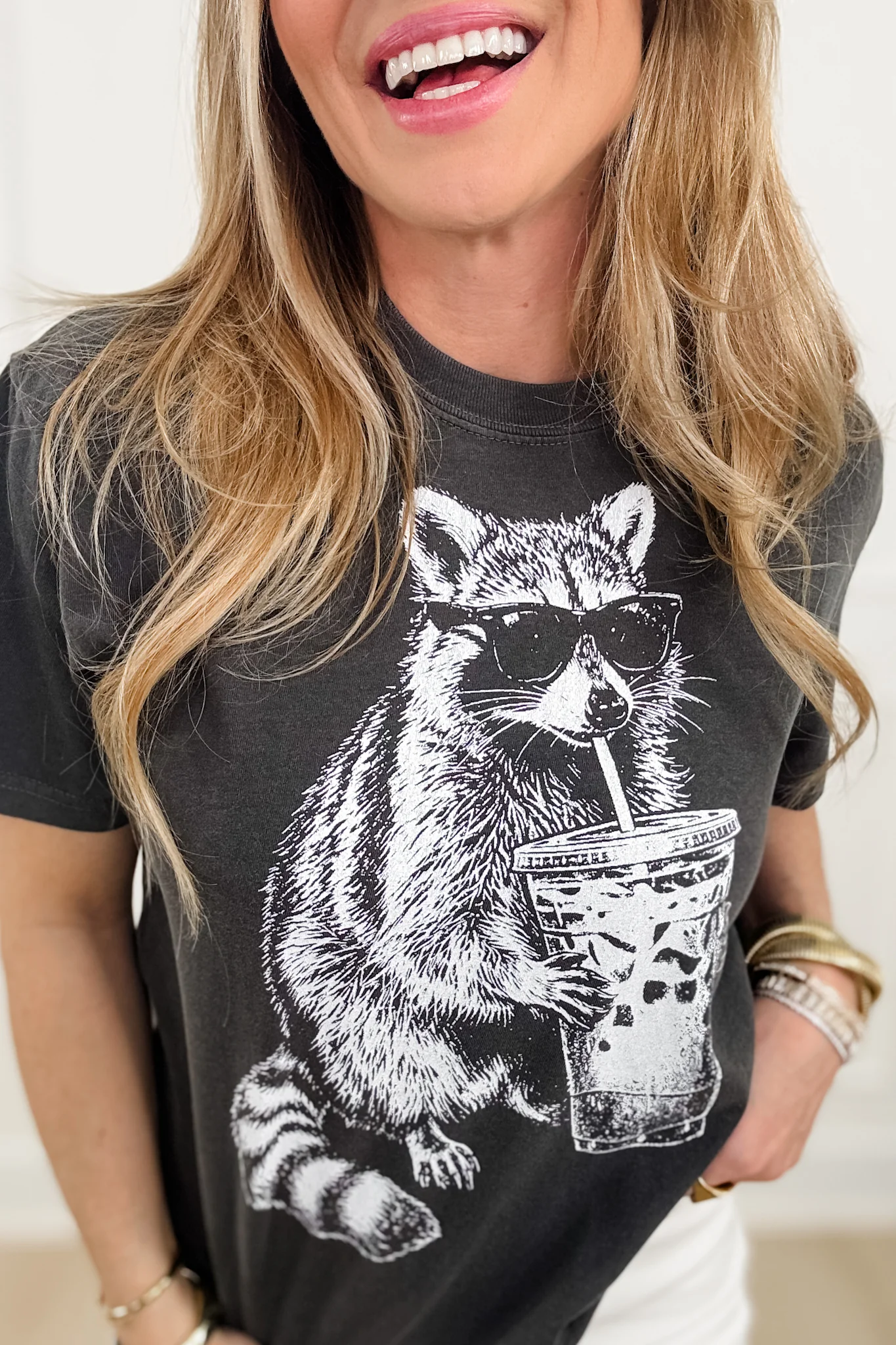 Plus/Reg Short Sleeve "Cool Raccoon" Graphic Tee - Image 4