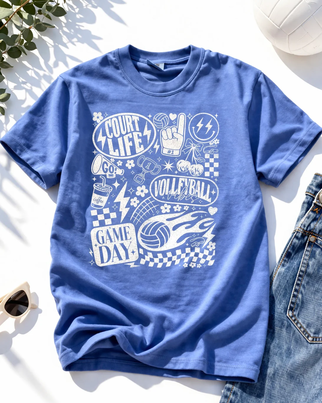 Plus/Reg Short Sleeve "Court Life" Volleyball Graphic Tee