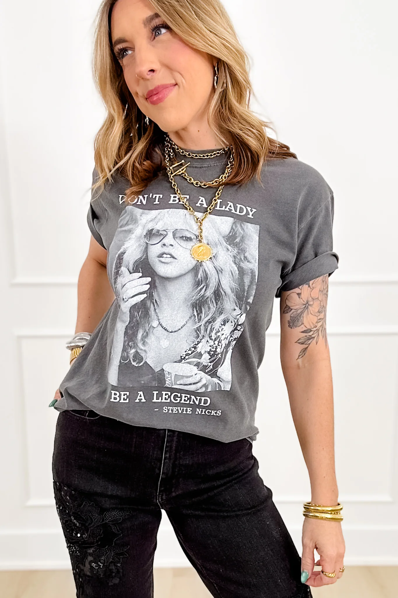 Plus/Reg Short Sleeve "Don't Be a Lady" Graphic Tee - Image 3