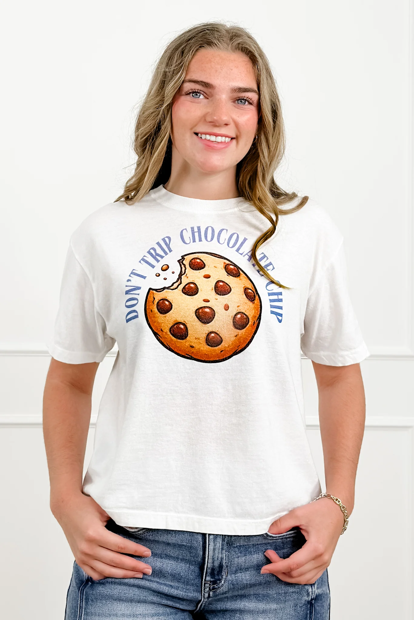 Plus/Reg Short Sleeve "Don't Trip Chocolate Chip" Graphic Top - Image 3